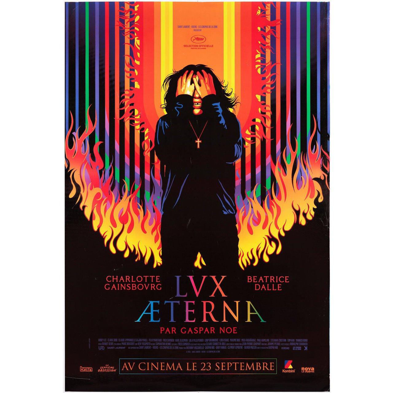Original 2022 French grande poster for the 2019 film Lux AEterna directed by Gaspar Noe with Beatrice Dalle / Charlotte Gainsbourg / Abbey Lee. Very Good condition, rolled w/ wrinkling. Please note: the size is stated in inches and the actual size