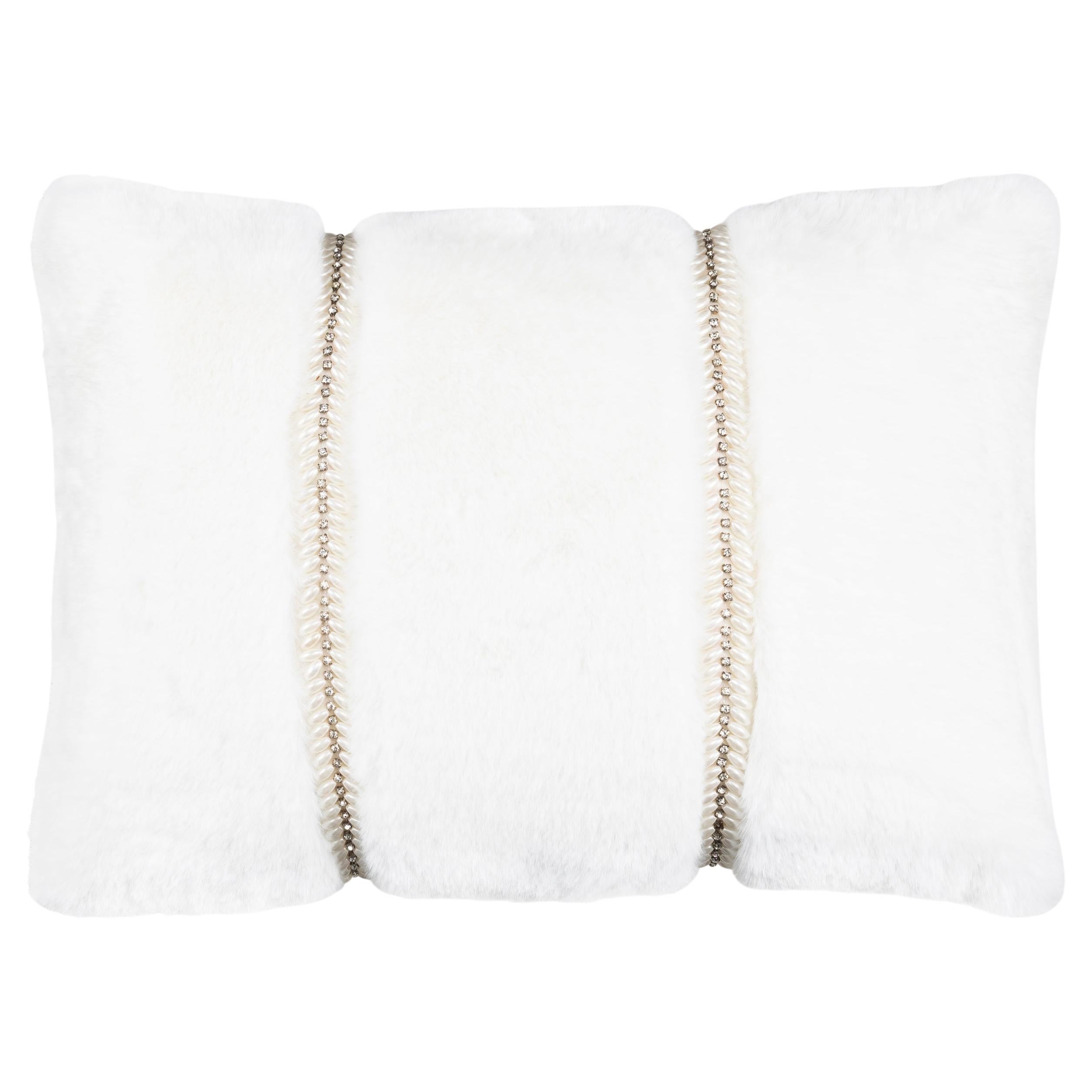 Lux Faux Fur White Lumbar Pillow