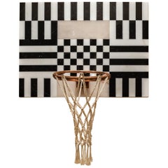 Lux Mini- Basketball-Creolen von Moniomi, quadratischer, handgefertigter Marmor- Basketball-Creolen