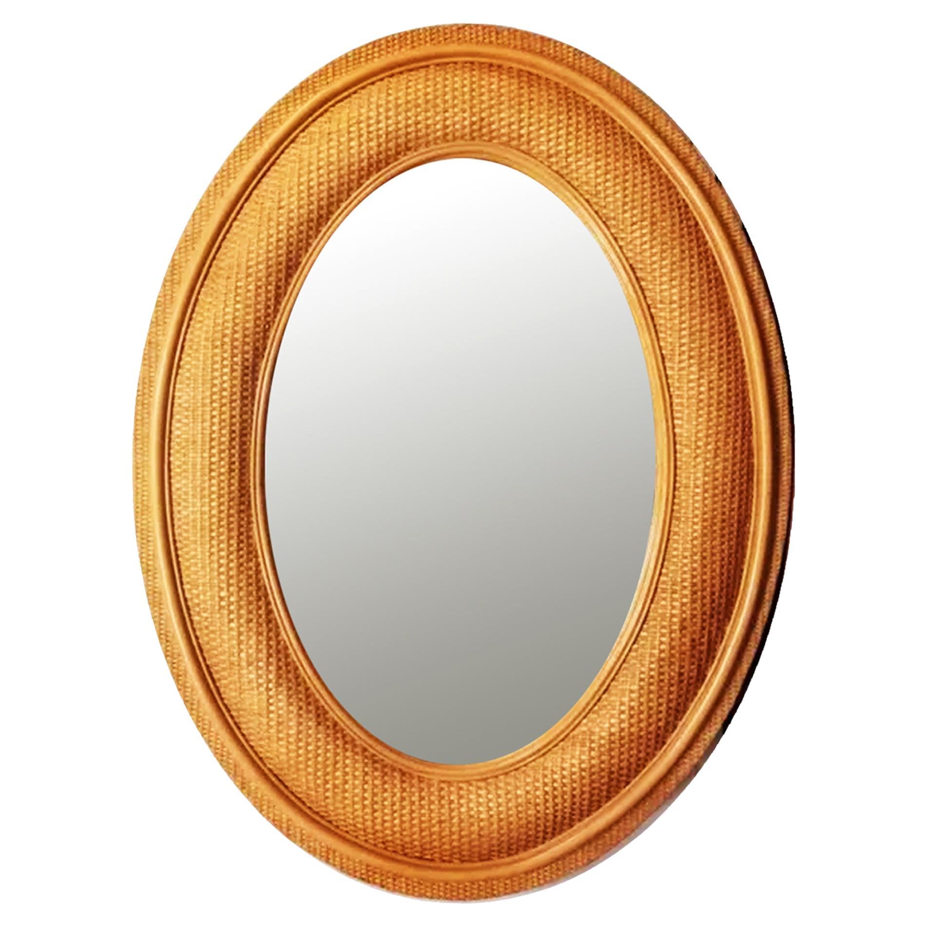 Lux Rattan Mirror 120x91 cm Extra Large French Riviere Style Natural  50s Italy