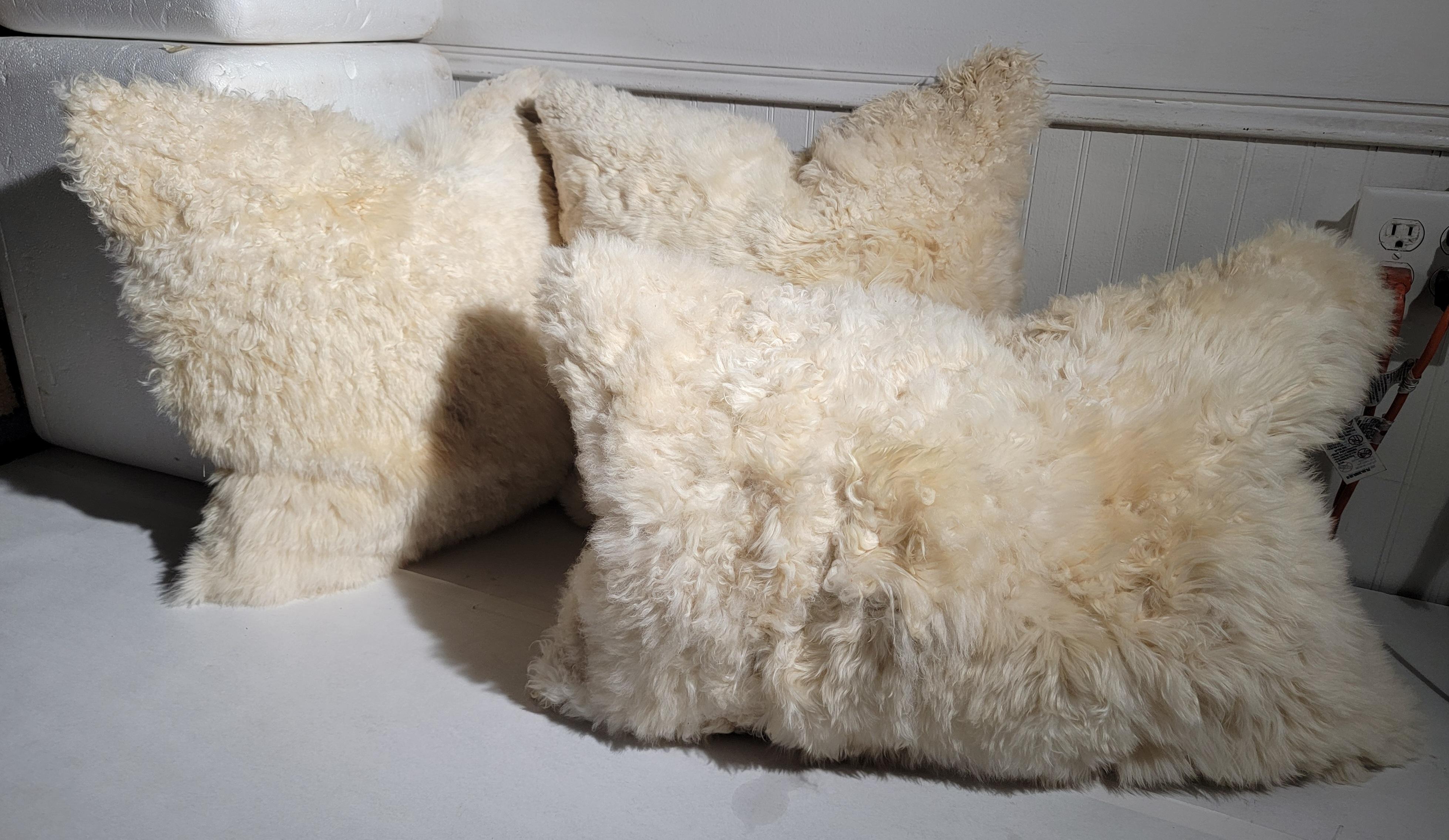 Lux Sheep Skin Pillows - Set Of Three For Sale 3
