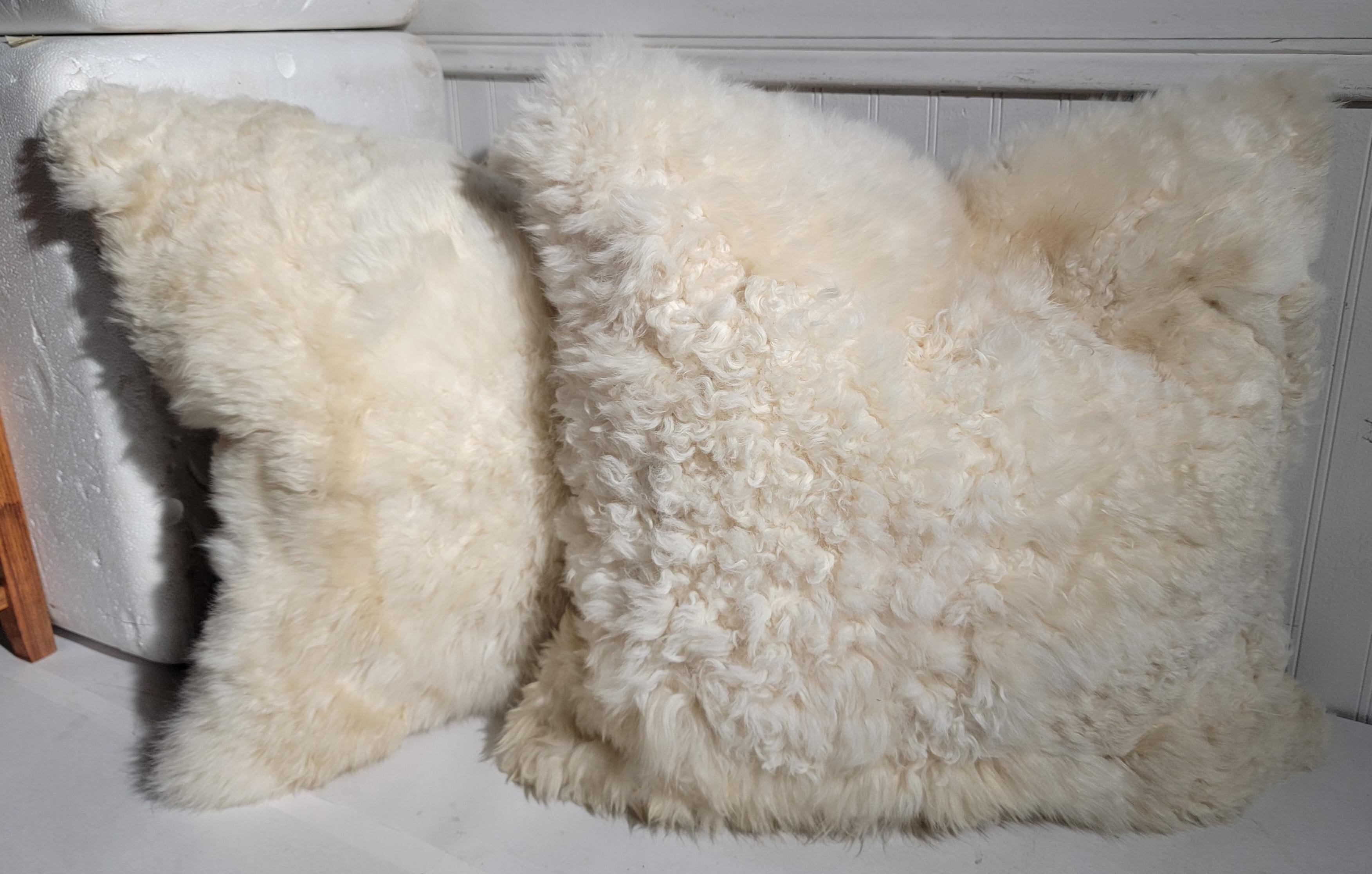 Mid-20th Century Lux Sheep Skin Pillows - Set Of Three For Sale