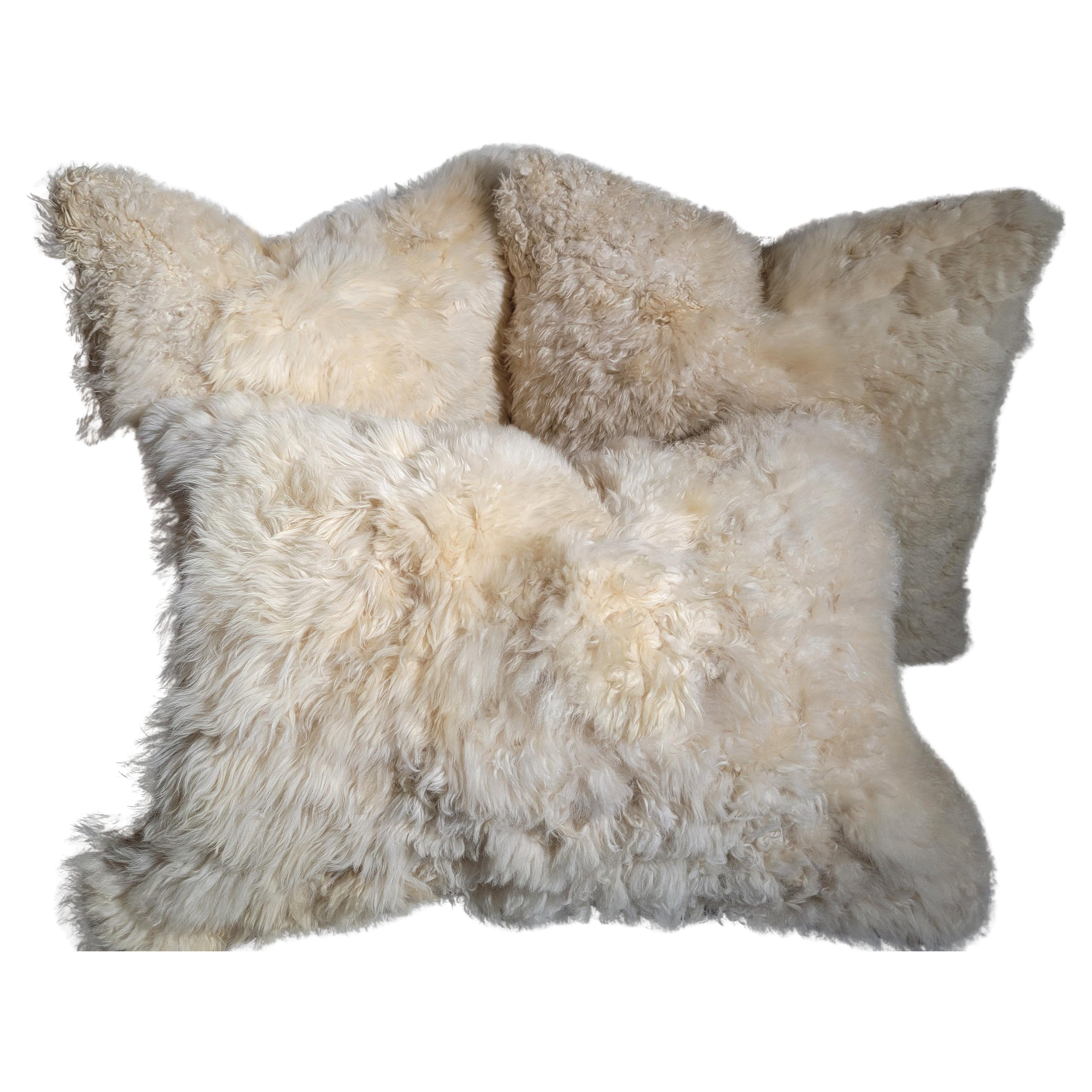 Lux Sheep Skin Pillows - Set Of Three For Sale