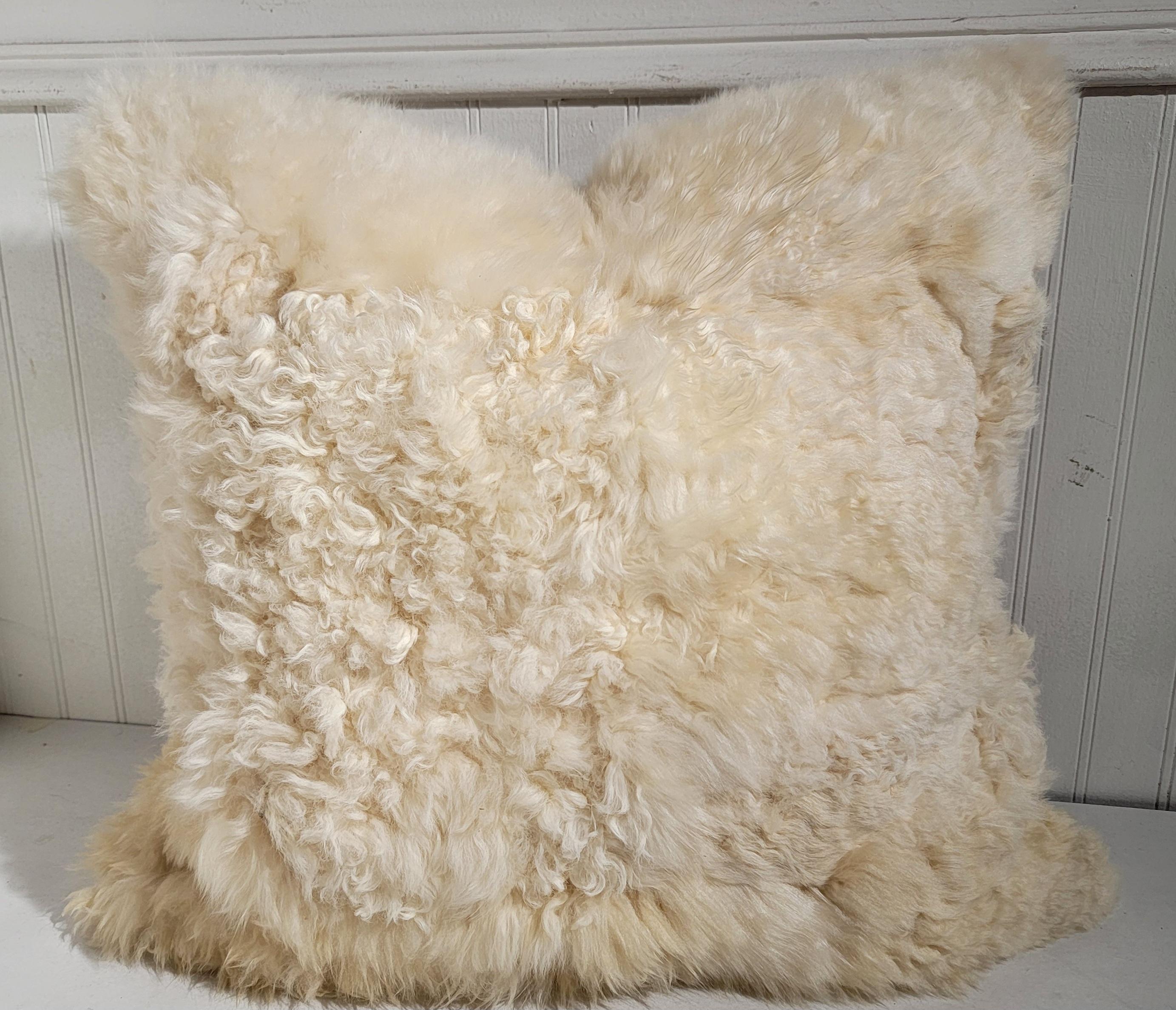 American Lux  Sheepskin  Pillows - Pair For Sale