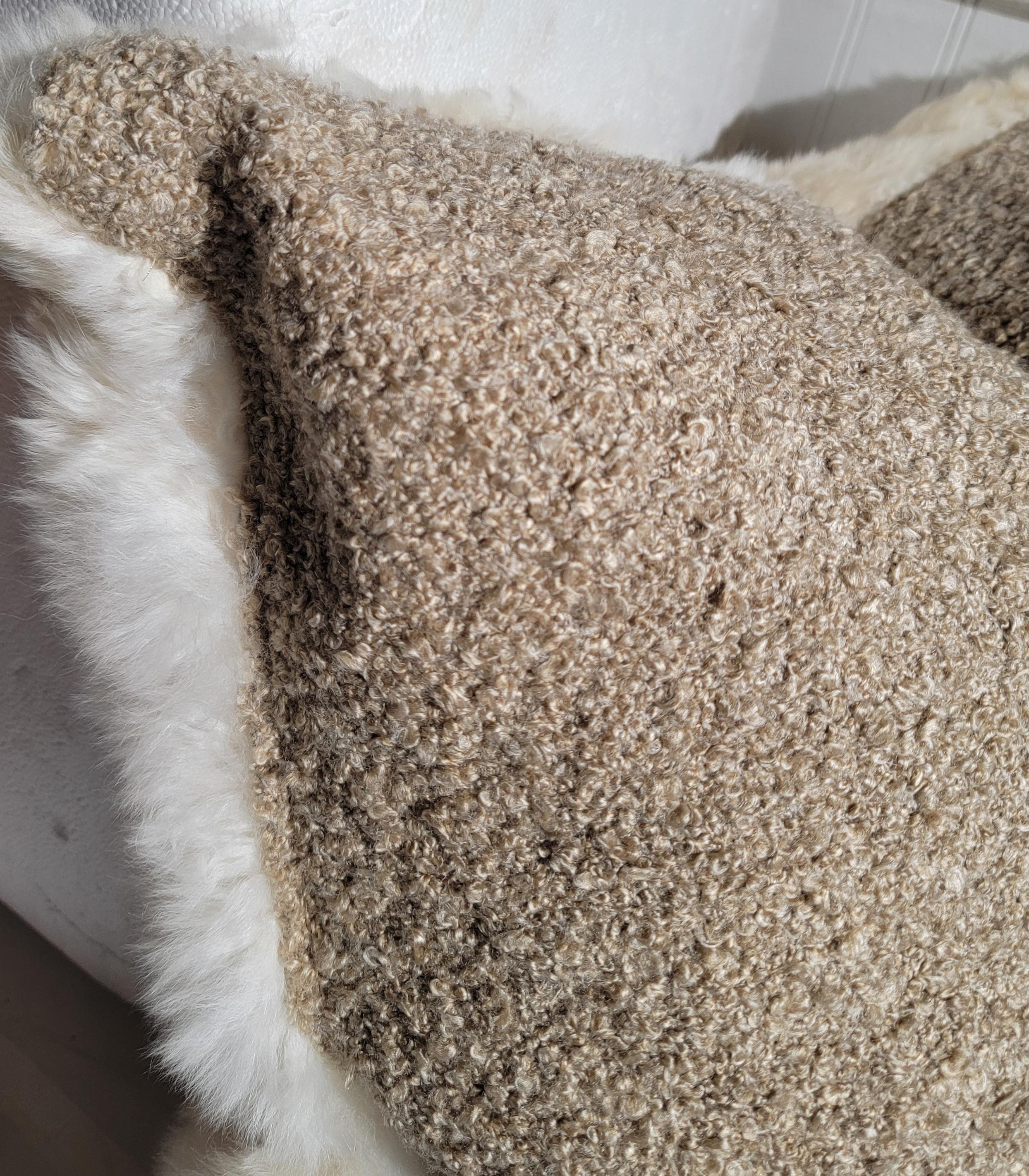 Lux  Sheepskin  Pillows - Pair In Good Condition For Sale In Los Angeles, CA