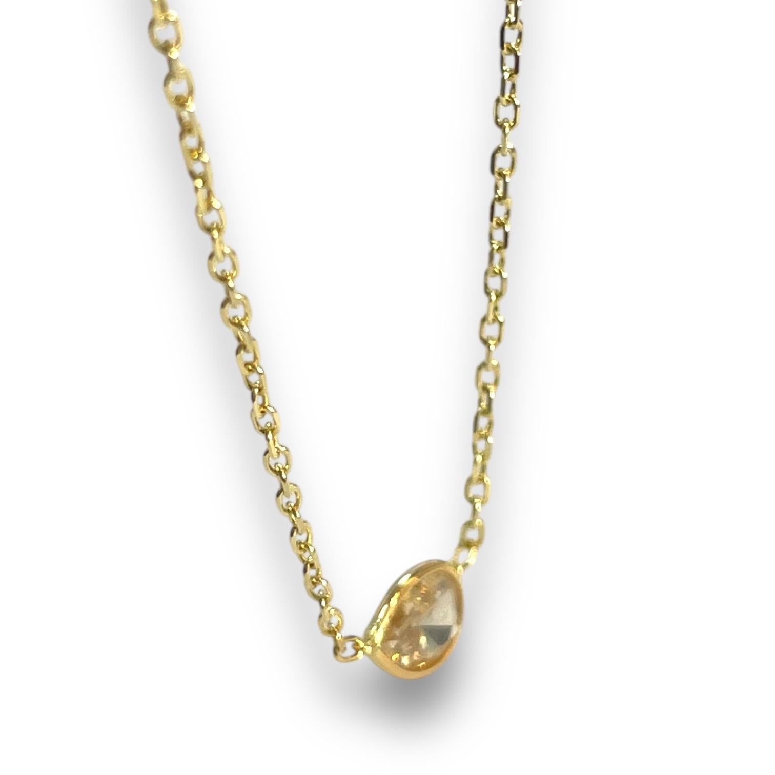 Collier de luxe en or jaune 14 carats avec diamants naturels taille poire de 0,76 carat Neuf - En vente à New York, NY