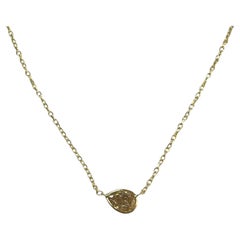 Luxe 14K Yellow Gold 0.76ct Pear Natural Diamond Bezeled Necklace
