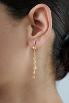 Luxe 1.92Ct Yellow Sapphire & Diamond Chain Drop Earrings in 14K Yellow Gold