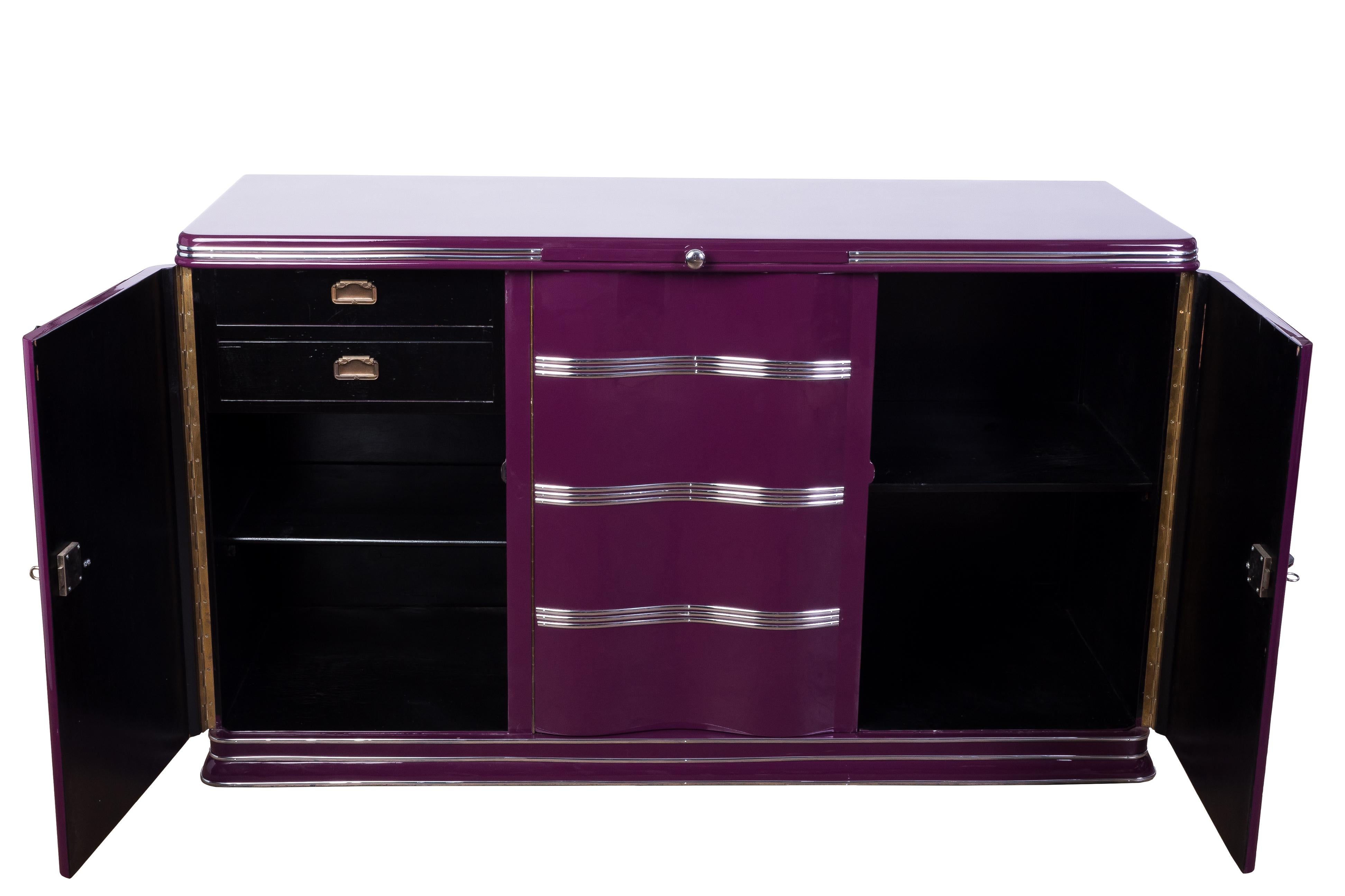 French Luxe Art Deco Sideboard in Lilac
