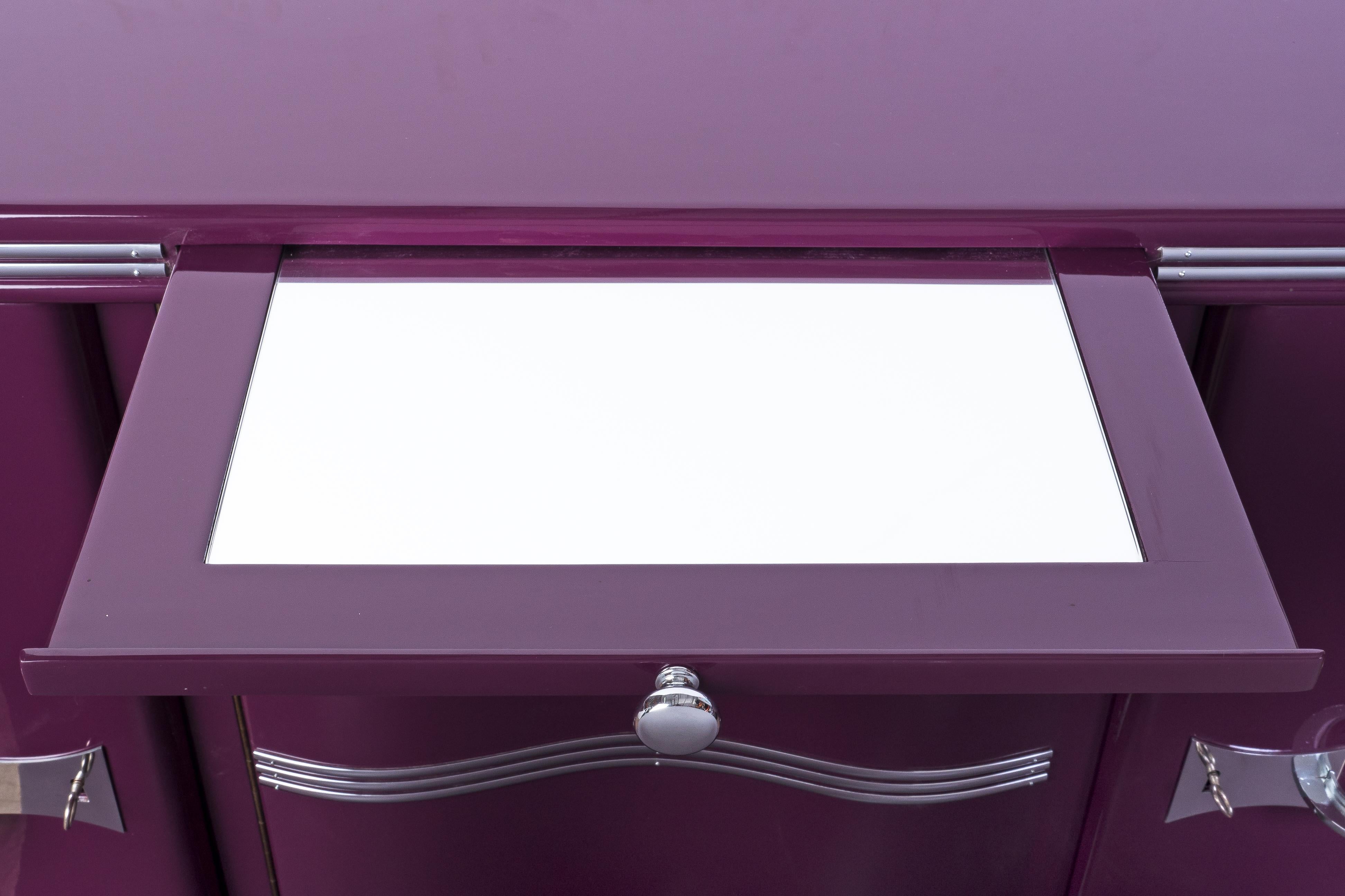 Chrome Luxe Art Deco Sideboard in Lilac