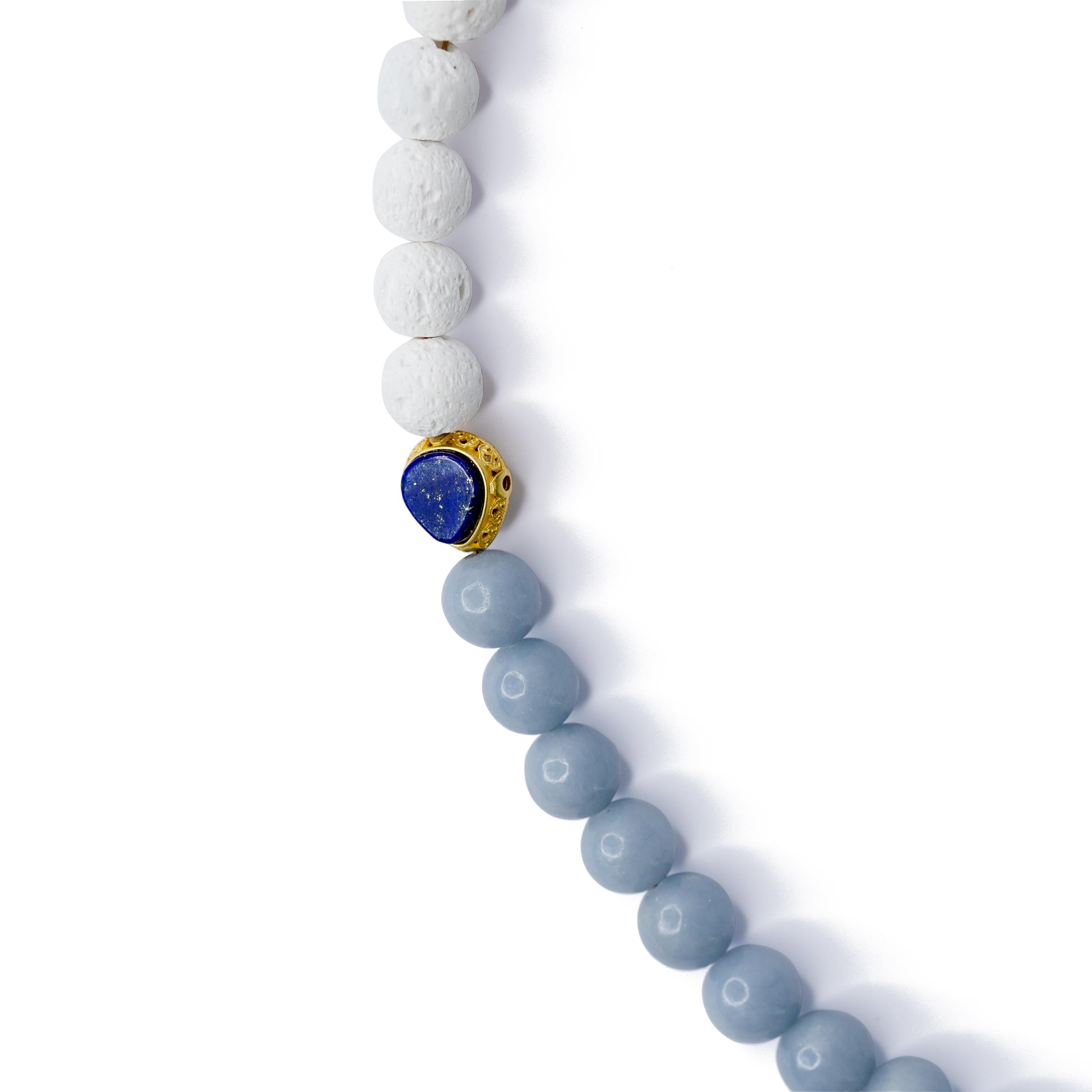 Artisan Blue Angelite Luxe Necklace -by Bombyx House For Sale