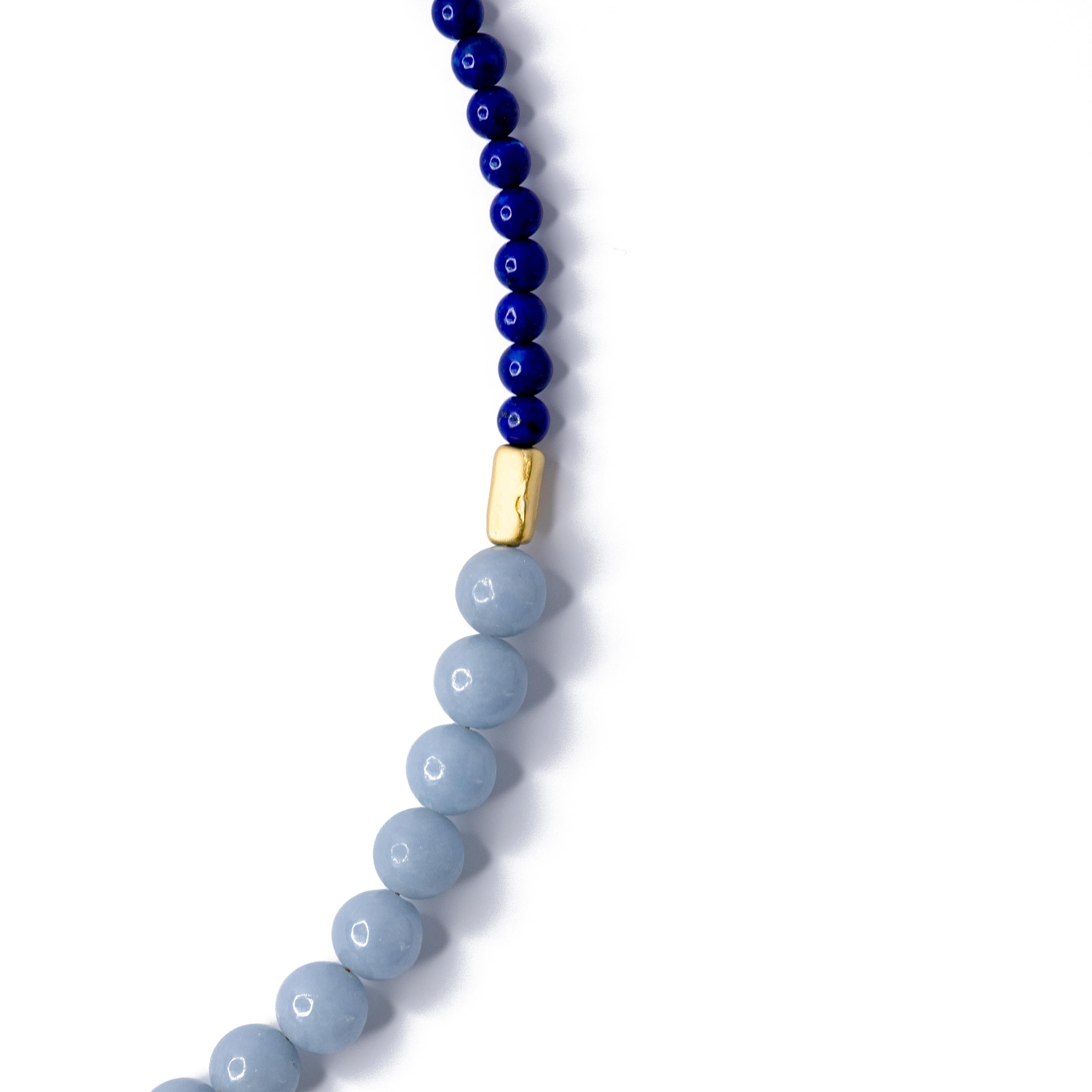 Blue Angelite Luxe Necklace -by Bombyx House In New Condition For Sale In Westport, CT