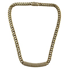 14K Yellow Gold 4carat Diamond-Studded Cuban Link Necklace