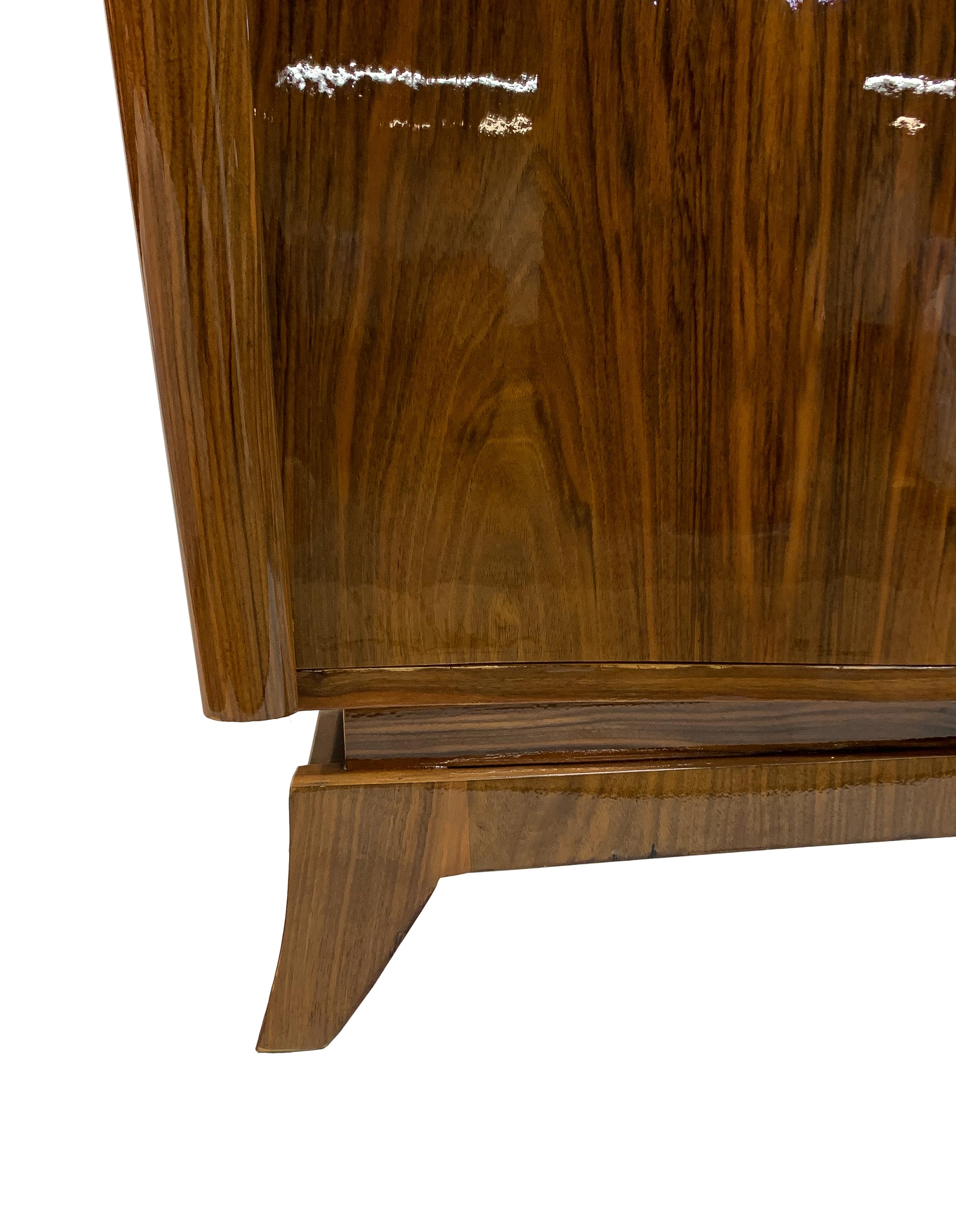 Luxe French Art Deco Walnut Buffet or Credenza 1