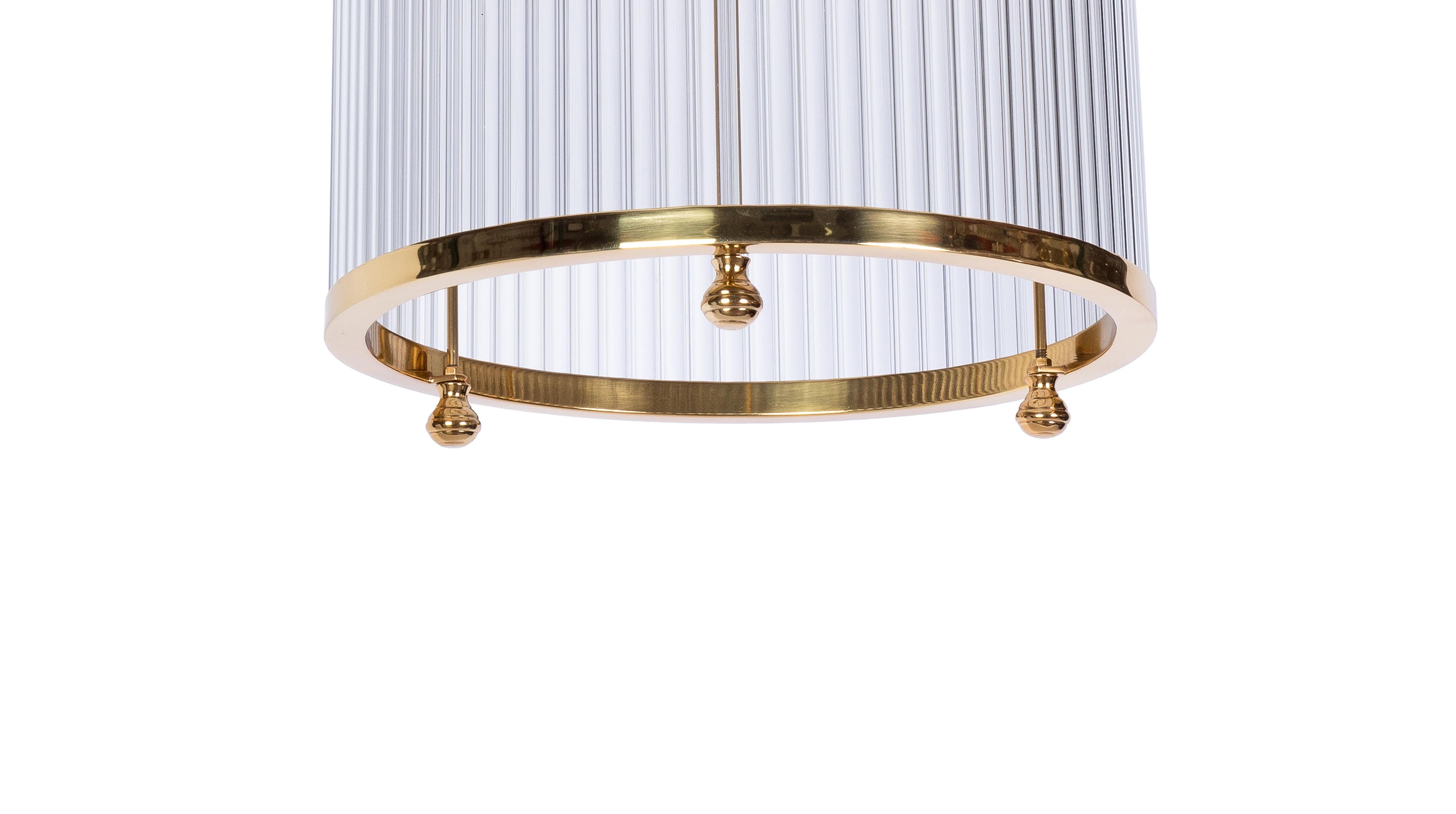 Mid-20th Century Luxe French Cylindrical Art Deco Chandelier For Sale