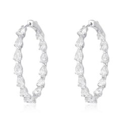 Luxe Garnet 14K (or 18k upon request) Yellow Gold Hoops Diamond Earrings
