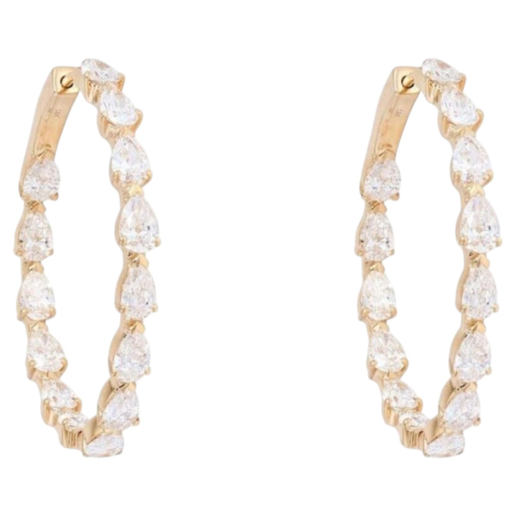 Luxe Garnet 14K (or 18k upon request) Yellow Gold Hoops Diamond Earrings For Sale
