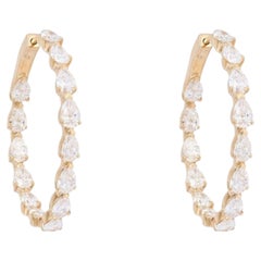 Luxe Garnet 14K (or 18k upon request) Yellow Gold Hoops Diamond Earrings