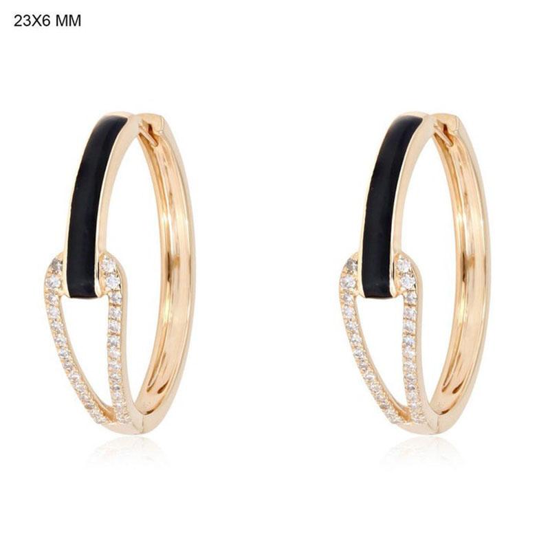 Luxe Hoops 14K Yellow Gold Diamond Earrings (Moderne) im Angebot