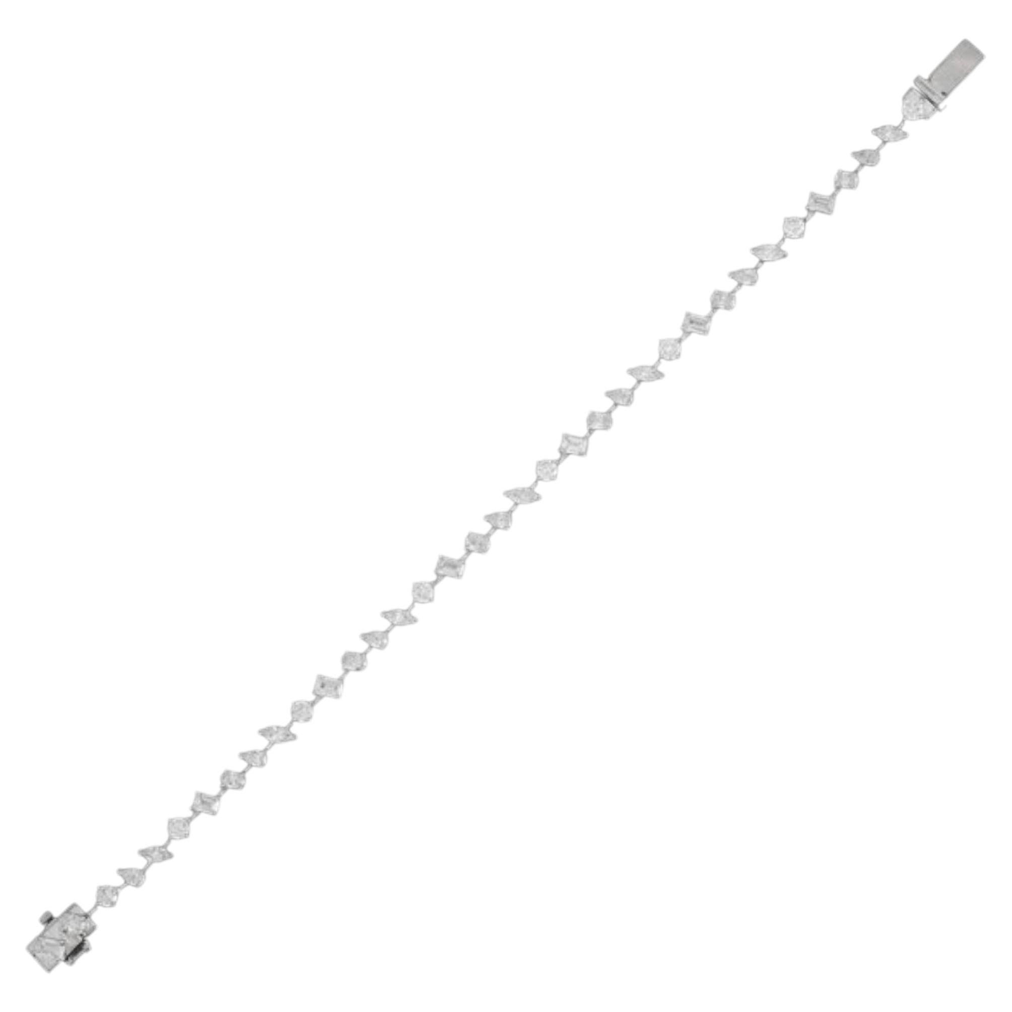 Luxe Lattice 18K White Gold Diamond Tennis Bracelet