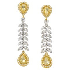 Boucles d'oreilles goutte à goutte en or jaune 14K et diamants de Luxe Lemon