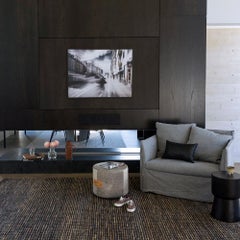 Luxe Marled Style Customizable Gemini Weave Rug in Black Mix Small