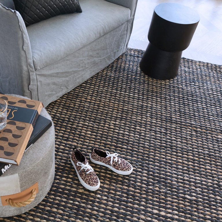 Luxe Marled Style Customizable Gemini Weave Rug in Black Mix Small For ...