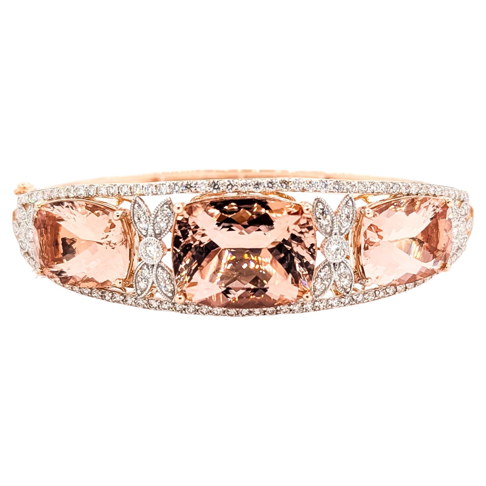 Lux Bangle con cerniera in morganite in oro rosa 14k