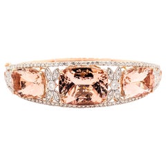 Lux Bangle con cerniera in morganite in oro rosa 14k