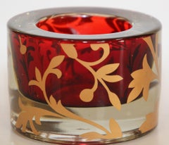 Portavoci marocchino di lusso in vetro rosso e oro con decorazioni floreali in oro 22k.