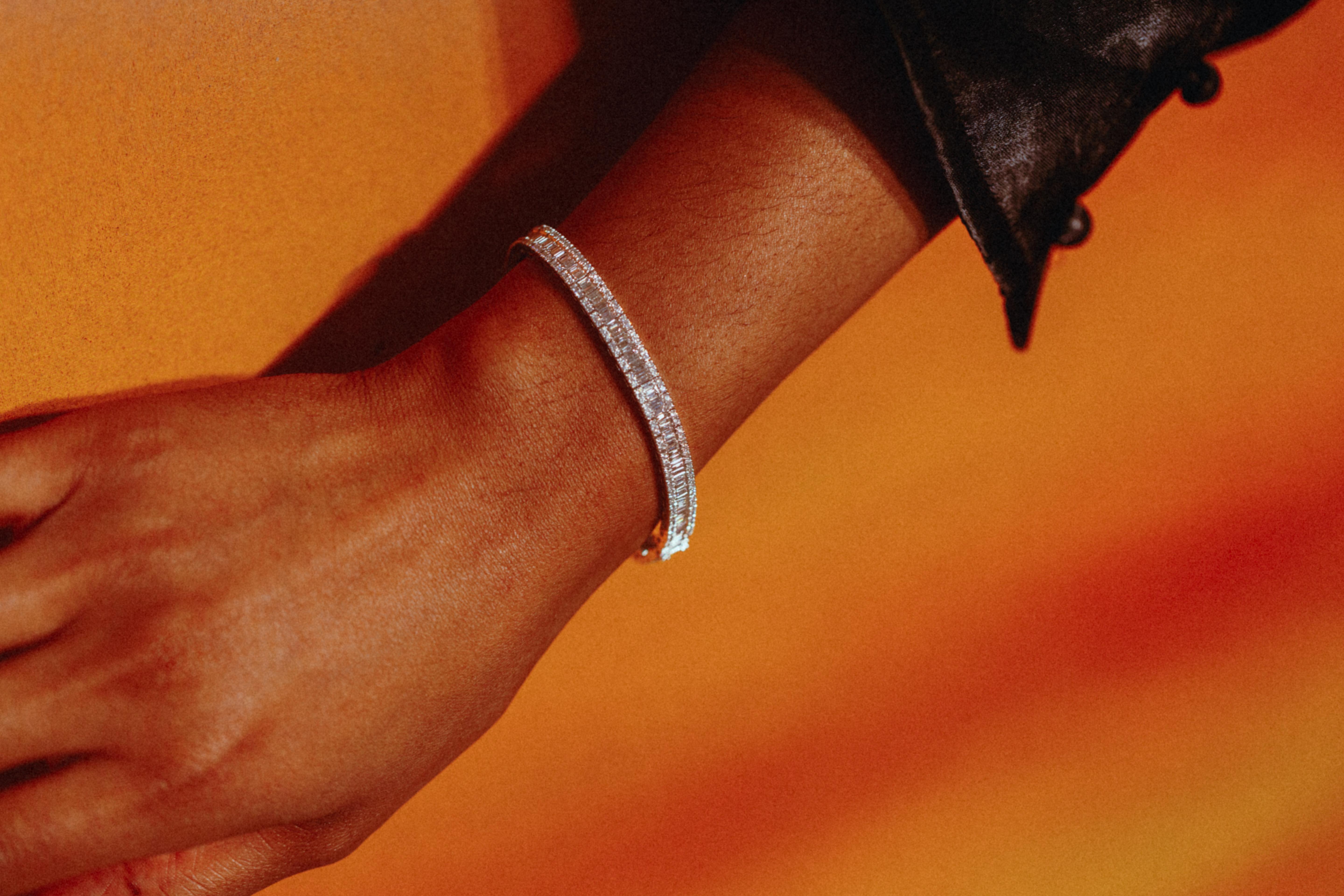 Luxe Optimist Baguette Diamond Bracelet In New Condition For Sale In Atlanta, GA