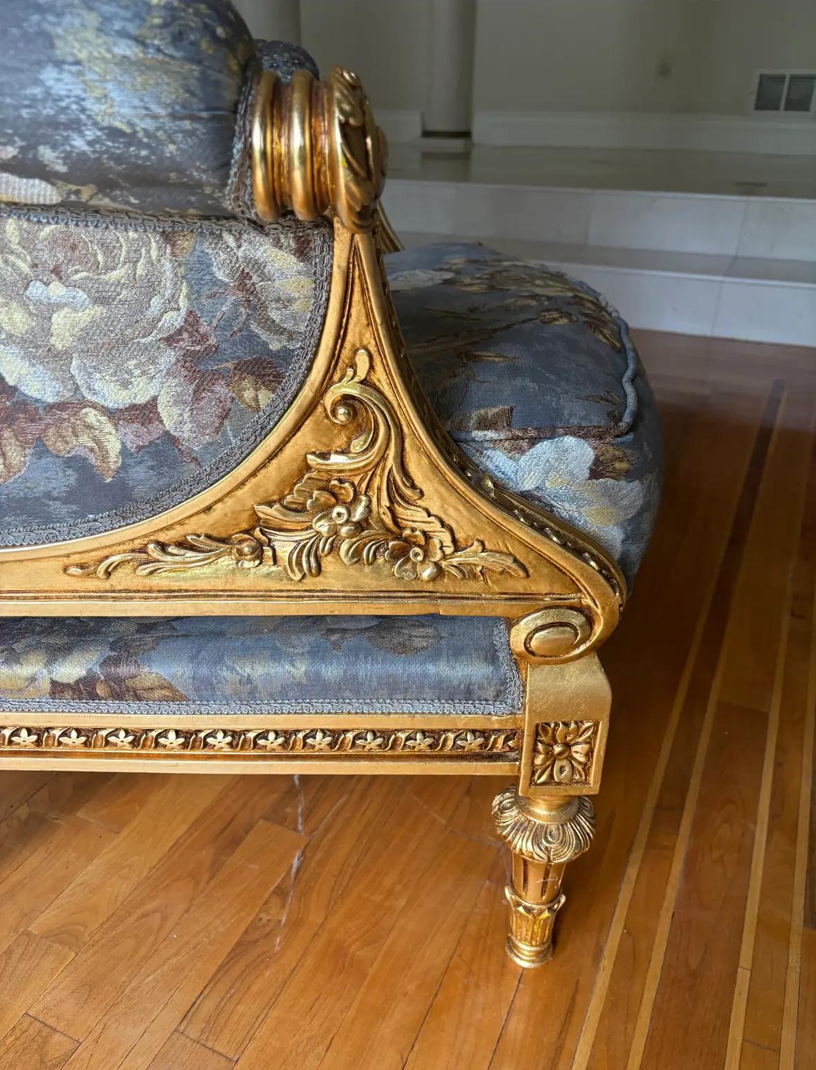 Luxe Pair of Asnaghi Giltwood & Silk Armchairs For Sale 4
