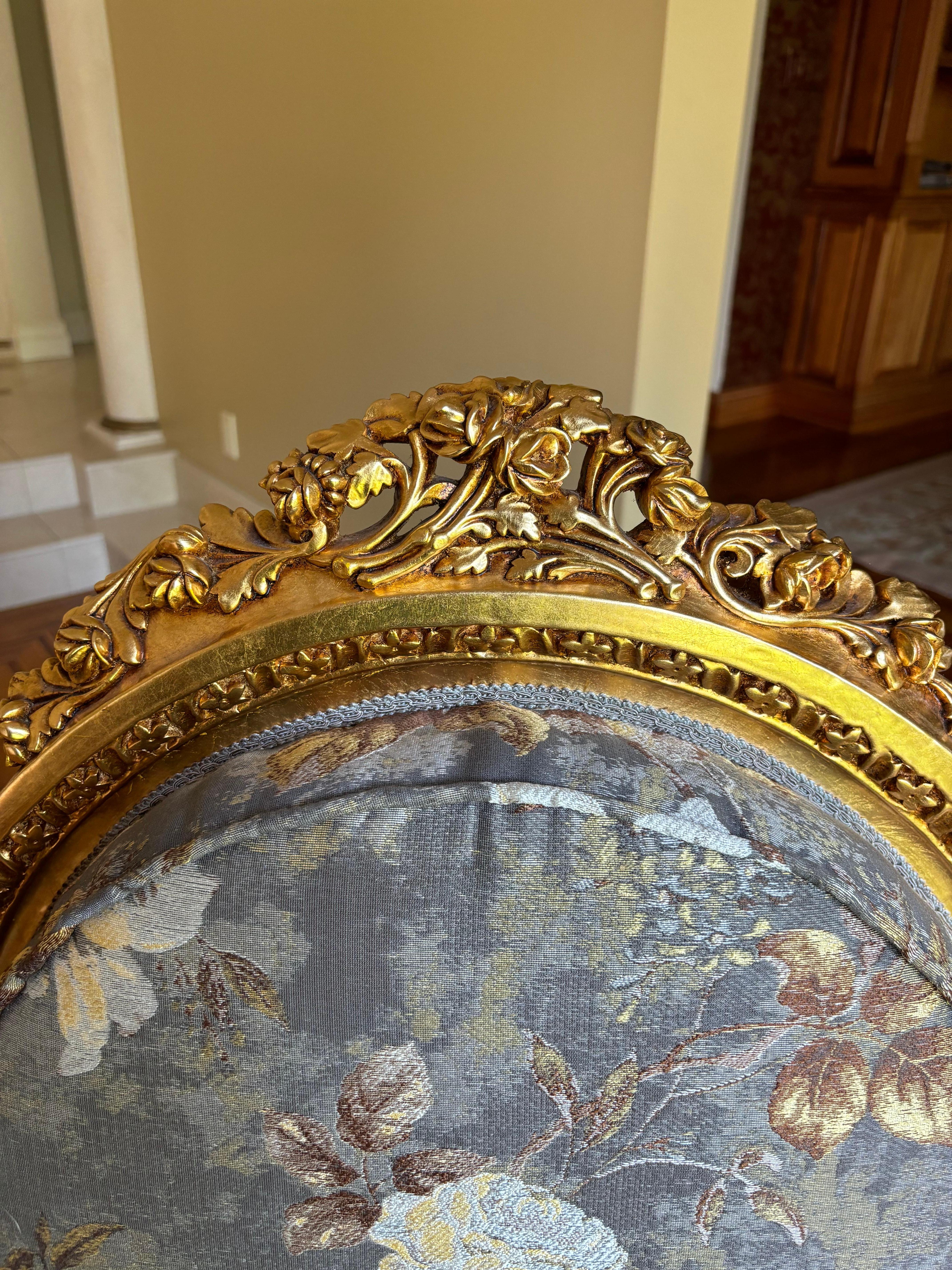 Italian Luxe Pair of Asnaghi Giltwood & Silk Armchairs For Sale