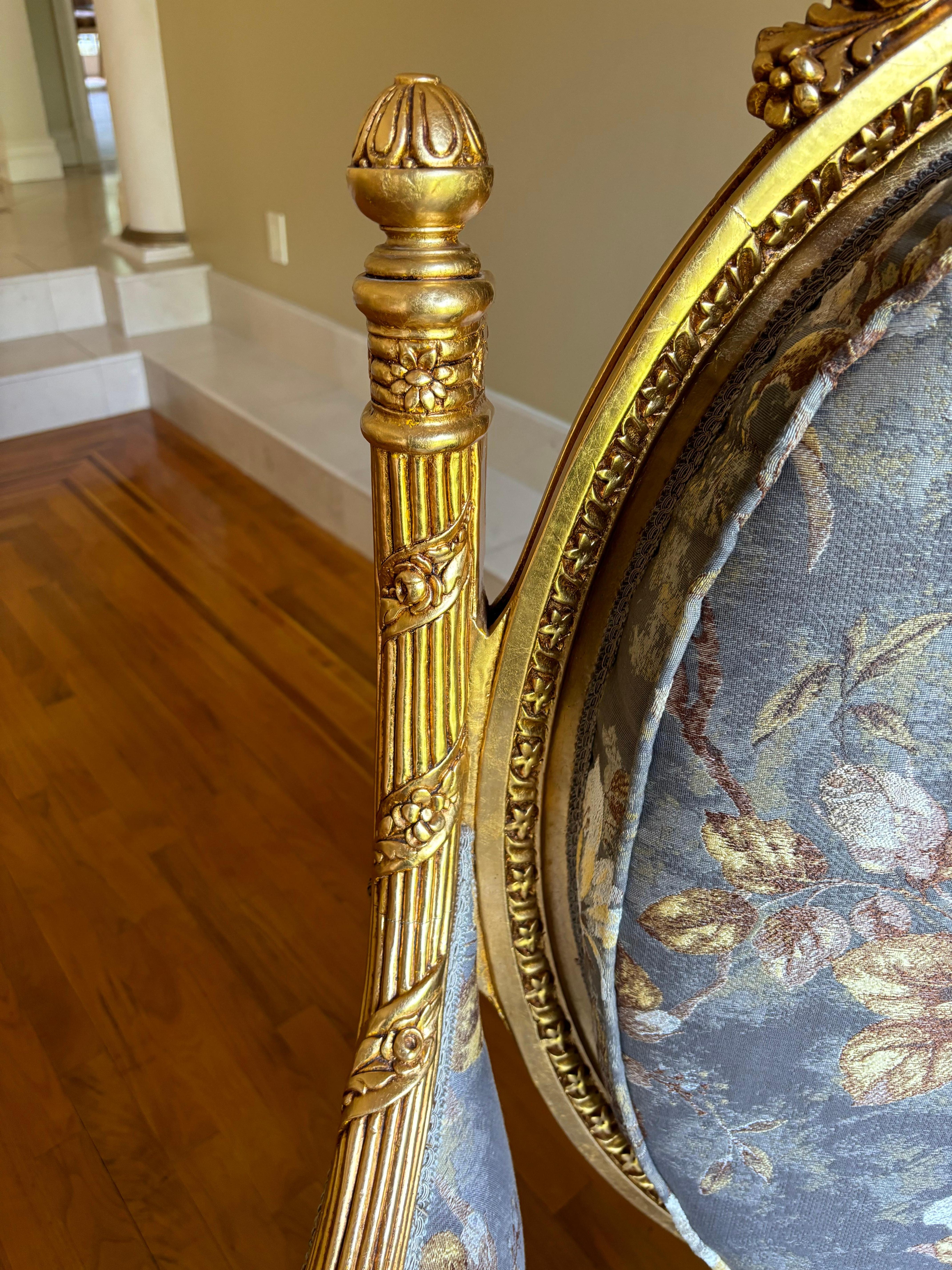 Luxe Pair of Asnaghi Giltwood & Silk Armchairs In Good Condition For Sale In Hopewell, NJ