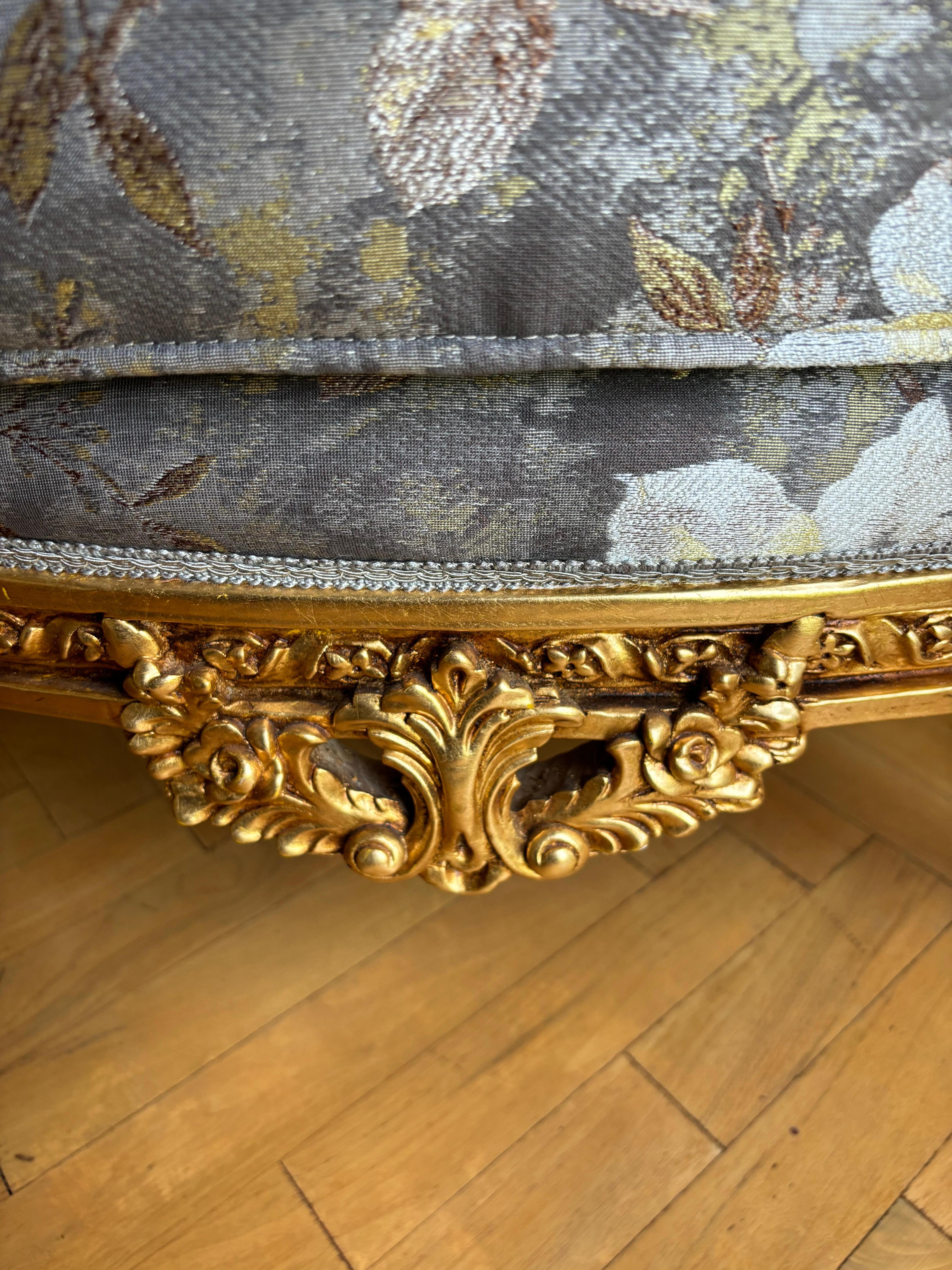 Upholstery Luxe Pair of Asnaghi Giltwood & Silk Armchairs For Sale