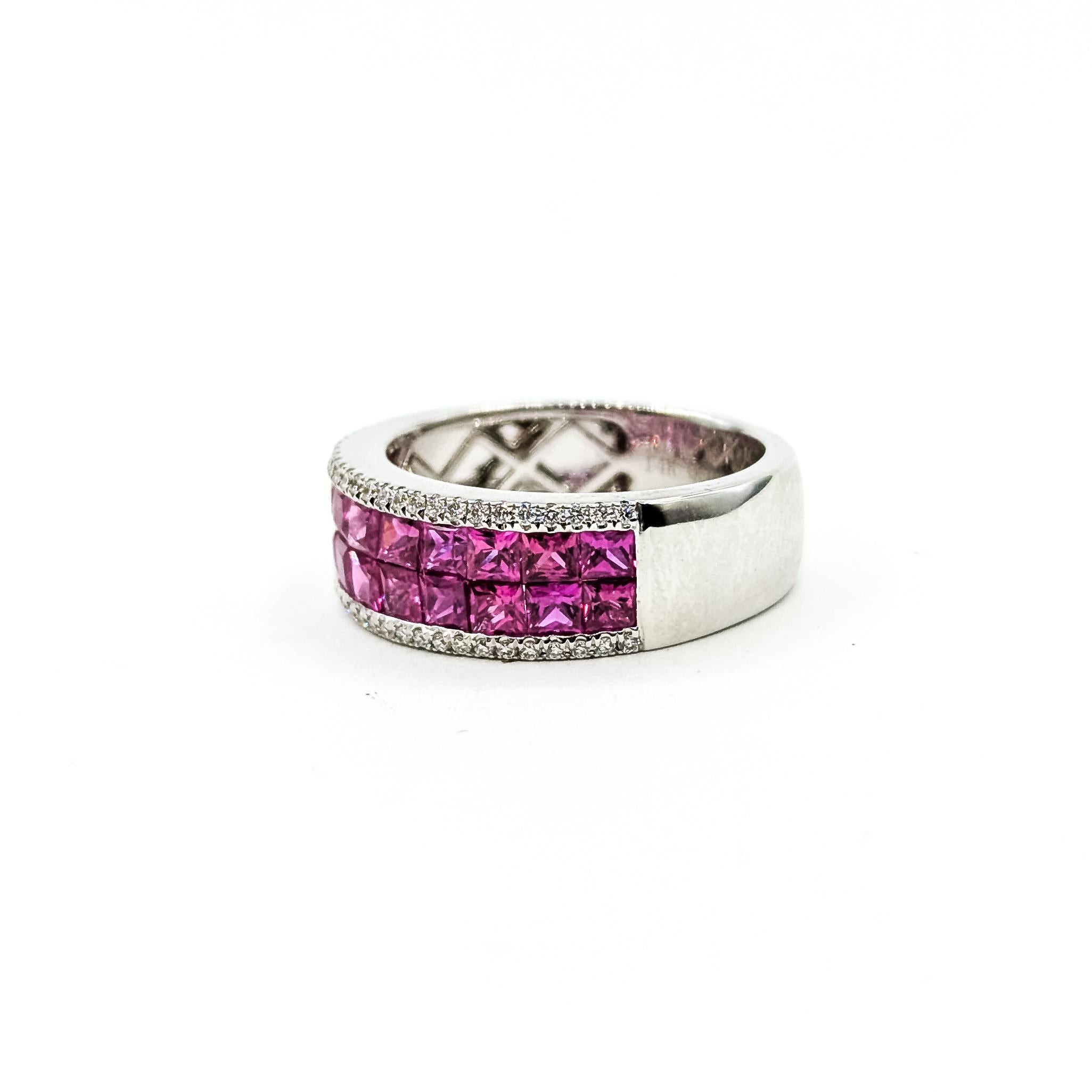 Luxe Ruby Panel & Diamond Ring in 14k im Angebot 4
