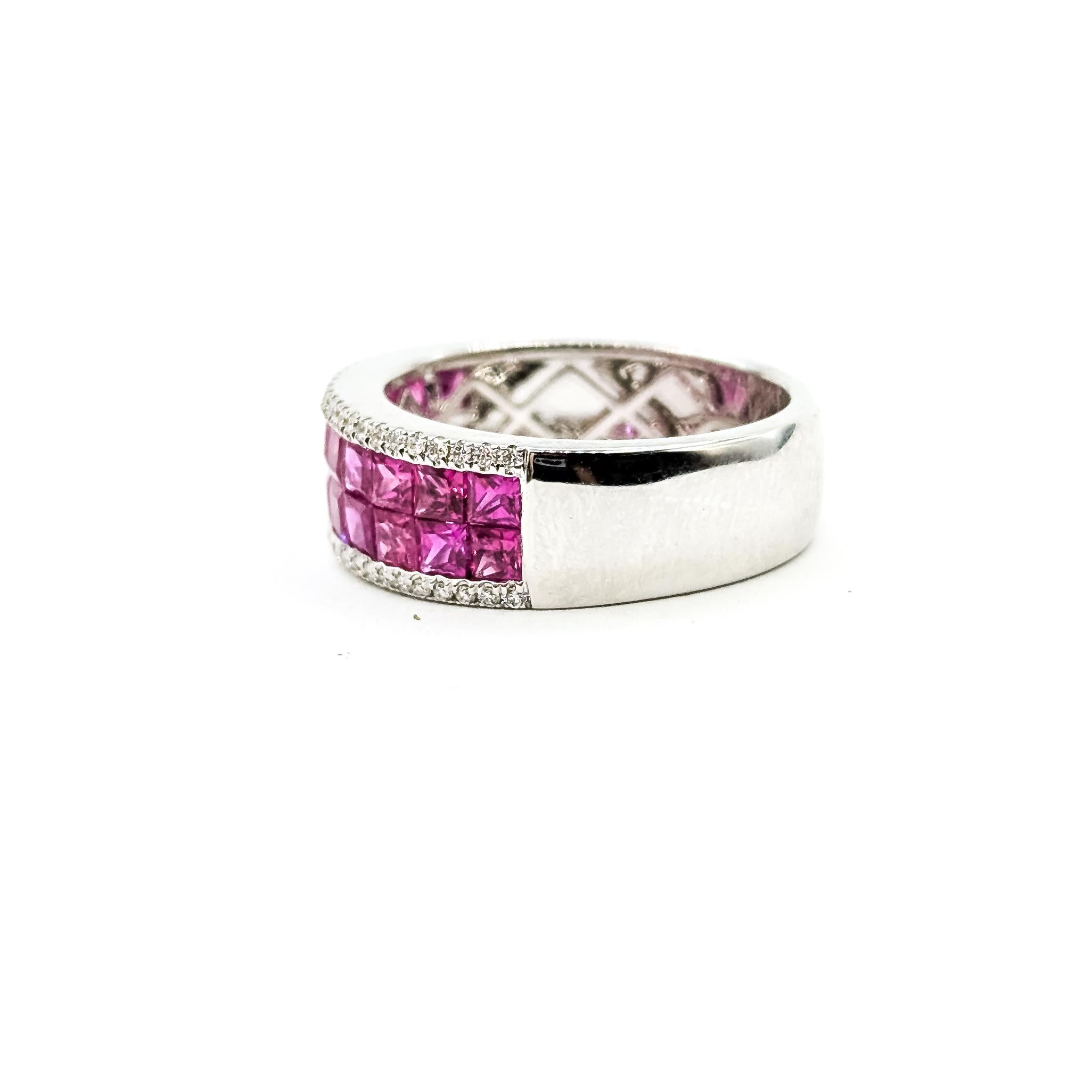 Luxe Ruby Panel & Diamond Ring in 14k (Zeitgenössisch) im Angebot