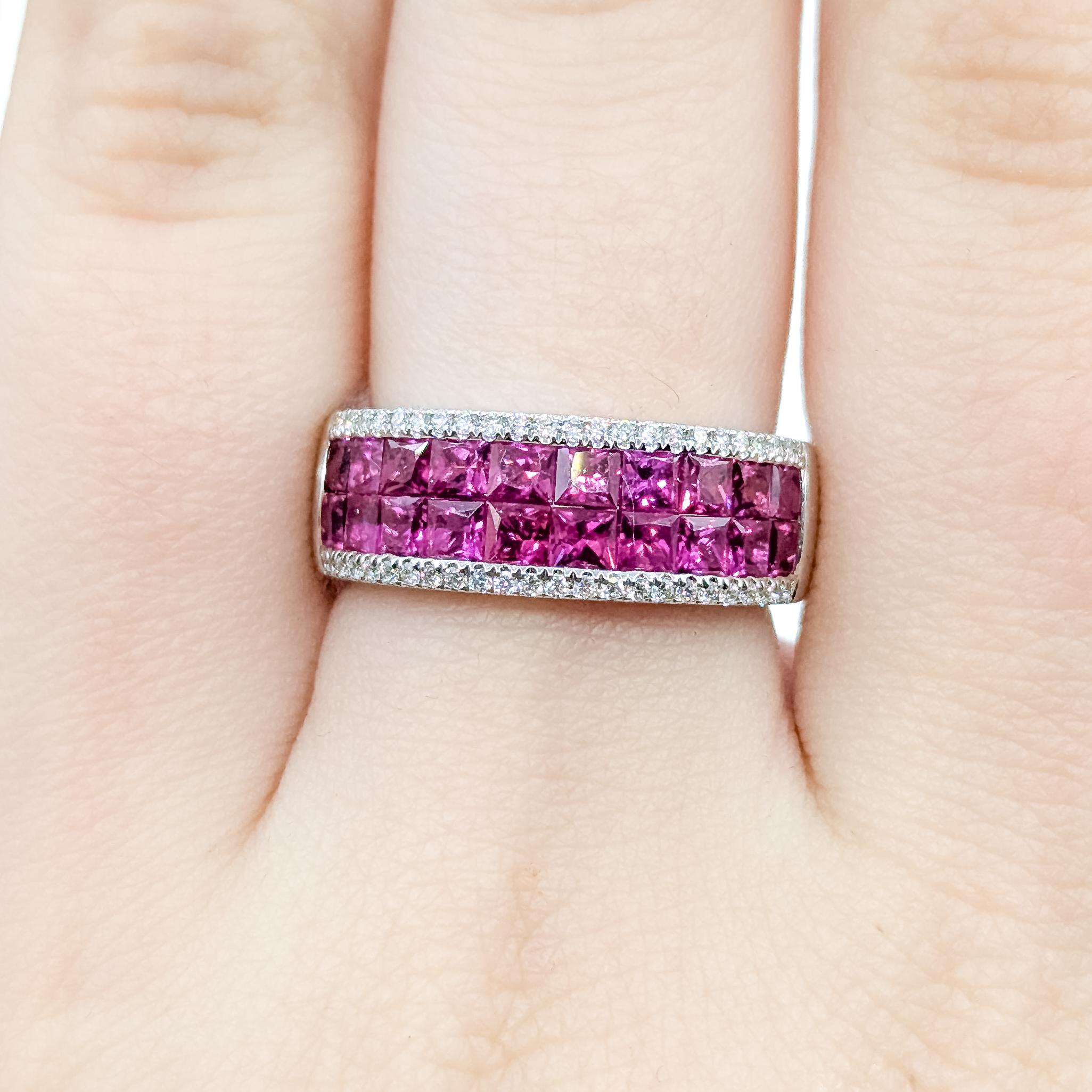 Luxe Ruby Panel & Diamond Ring in 14k im Zustand „Hervorragend“ im Angebot in Bloomington, MN
