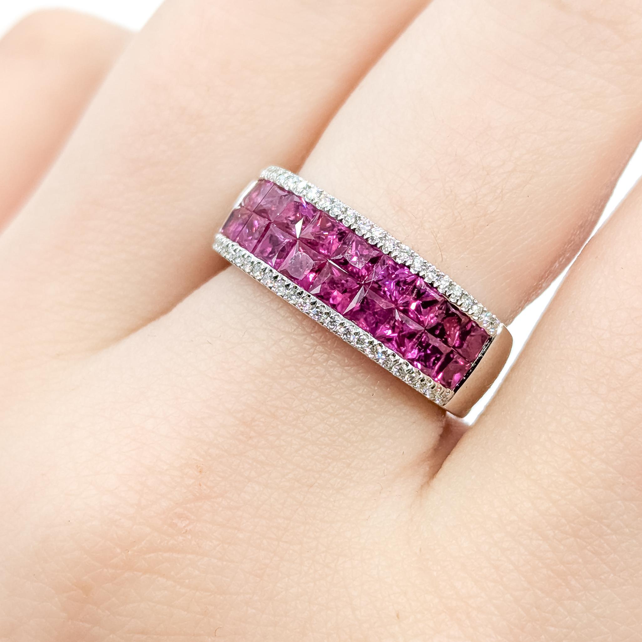 Luxe Ruby Panel & Diamond Ring in 14k Damen im Angebot
