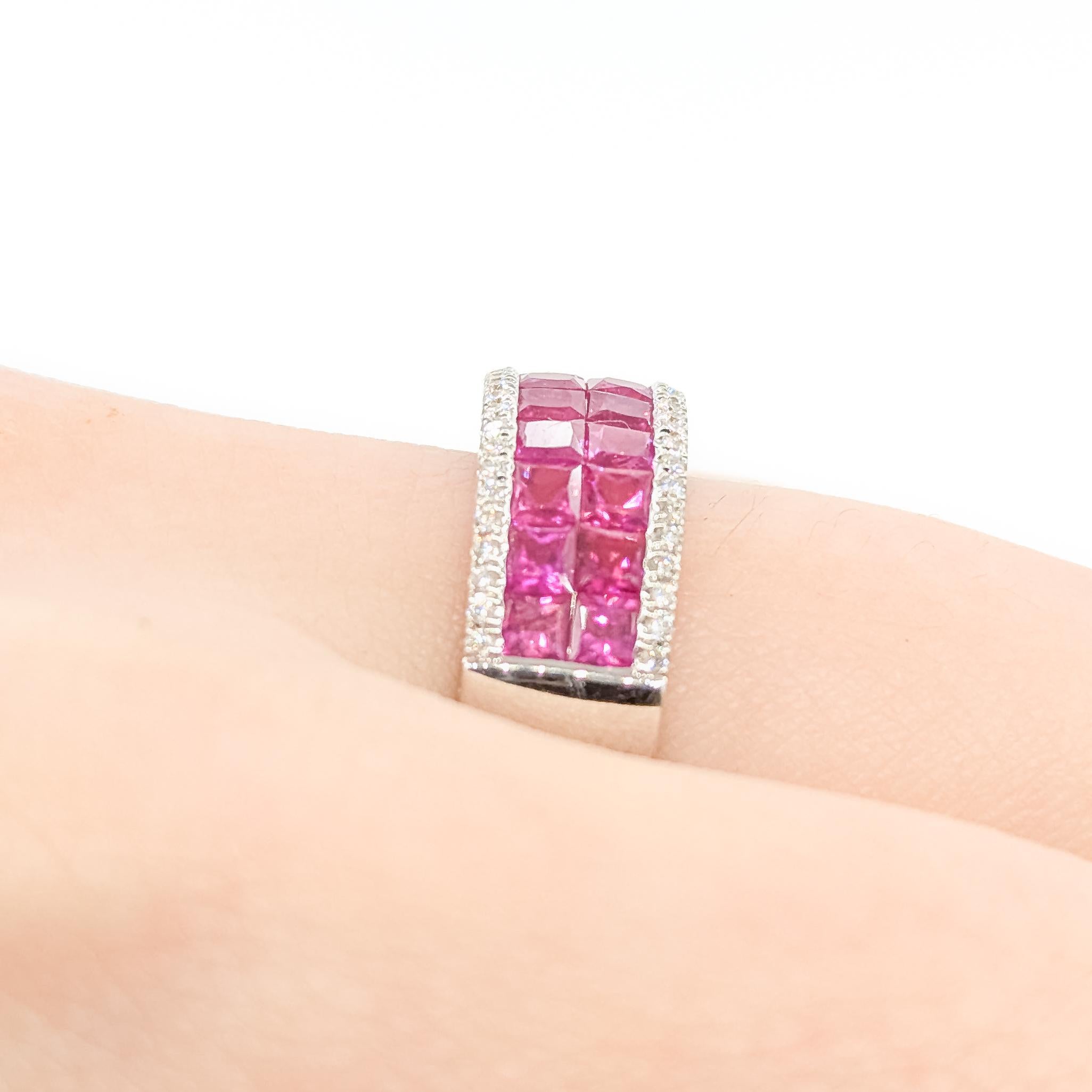 Luxe Ruby Panel & Diamond Ring in 14k im Angebot 1