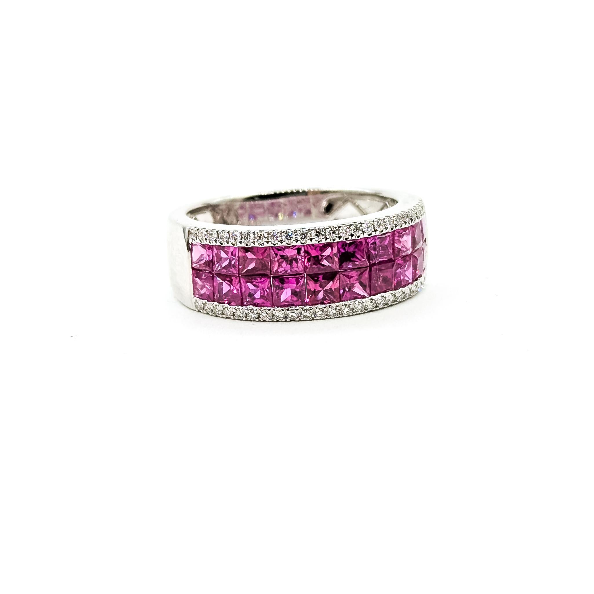 Luxe Ruby Panel & Diamond Ring in 14k im Angebot 2