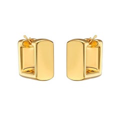 Luxe Square Hoop 14K (or 18k upon request) Yellow Gold Huggies Earrings