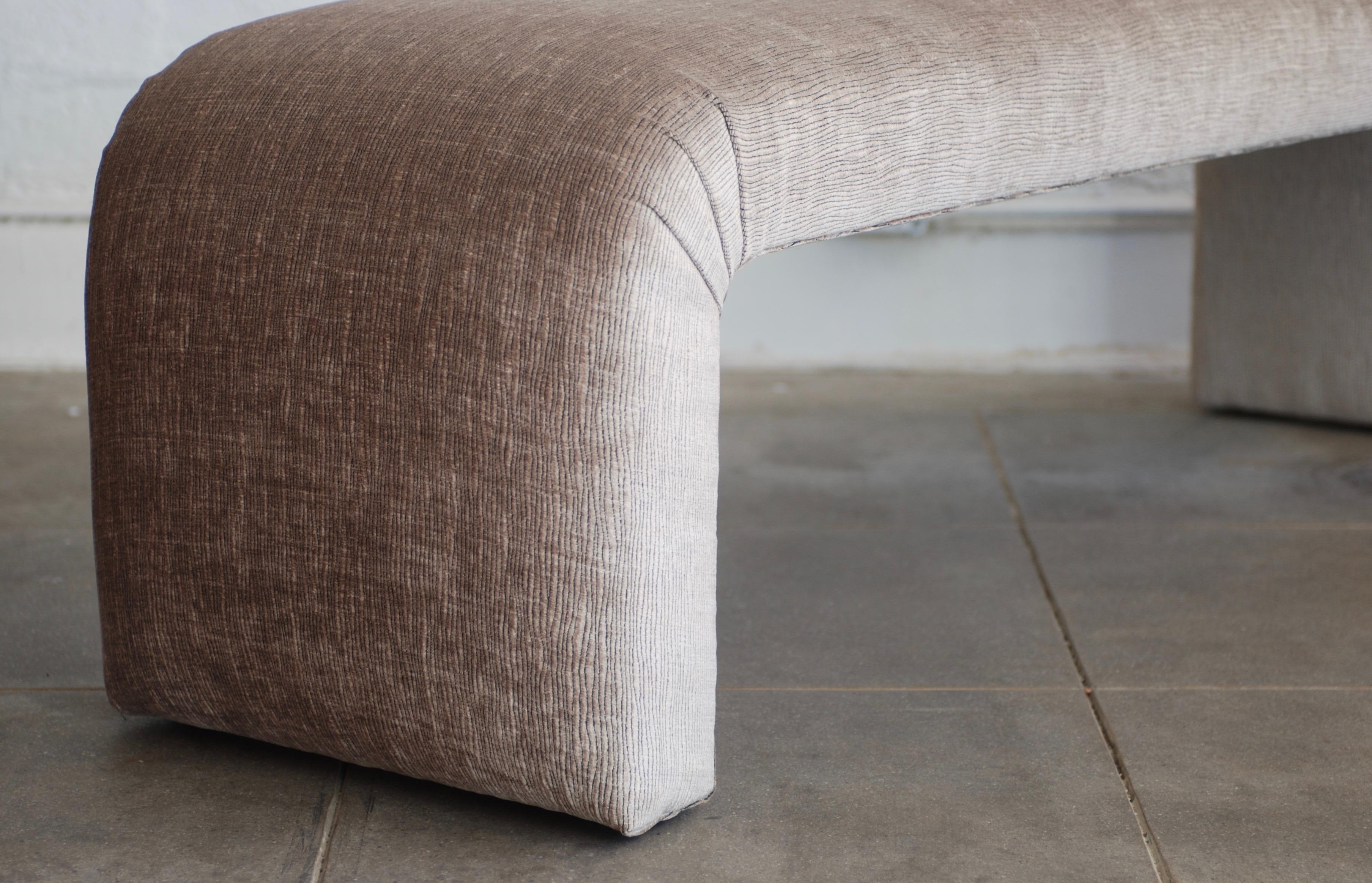 Luxe Waterfall Bench in Taupe Velvet 4