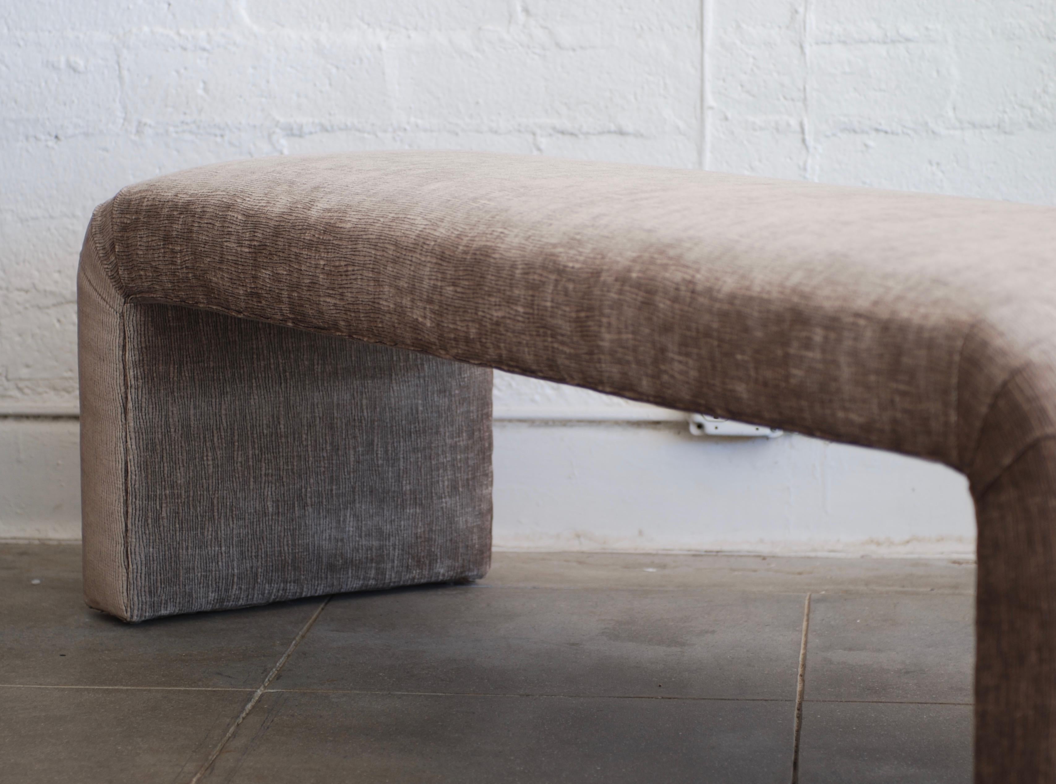 Luxe Waterfall Bench in Taupe Velvet 1