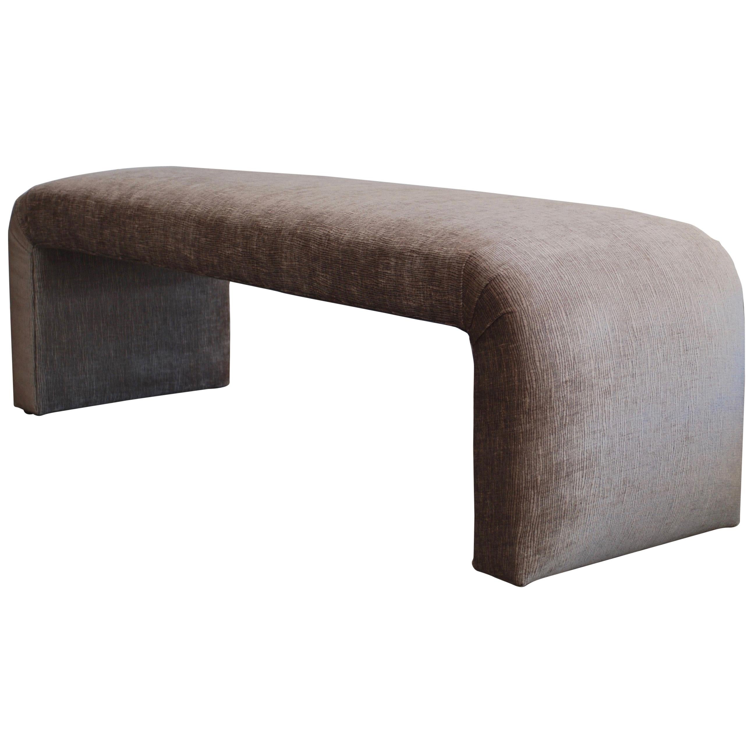 Luxe Waterfall Bench in Taupe Velvet