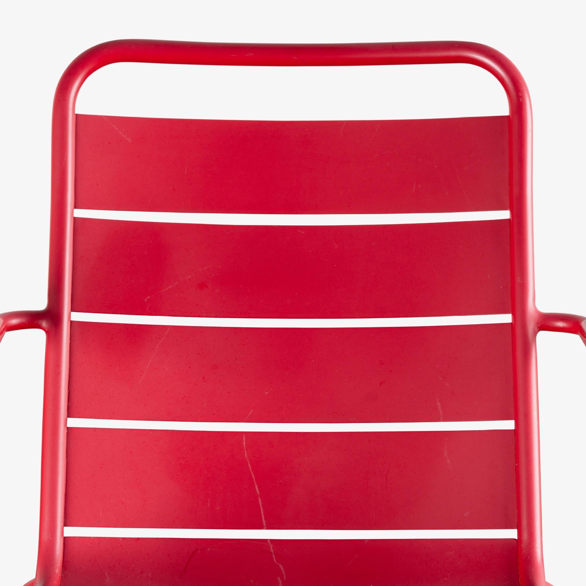 Luxembourg Outdoor Low Lounge Chairs by Fermob in Poppy Red - A Pair For Sale 3