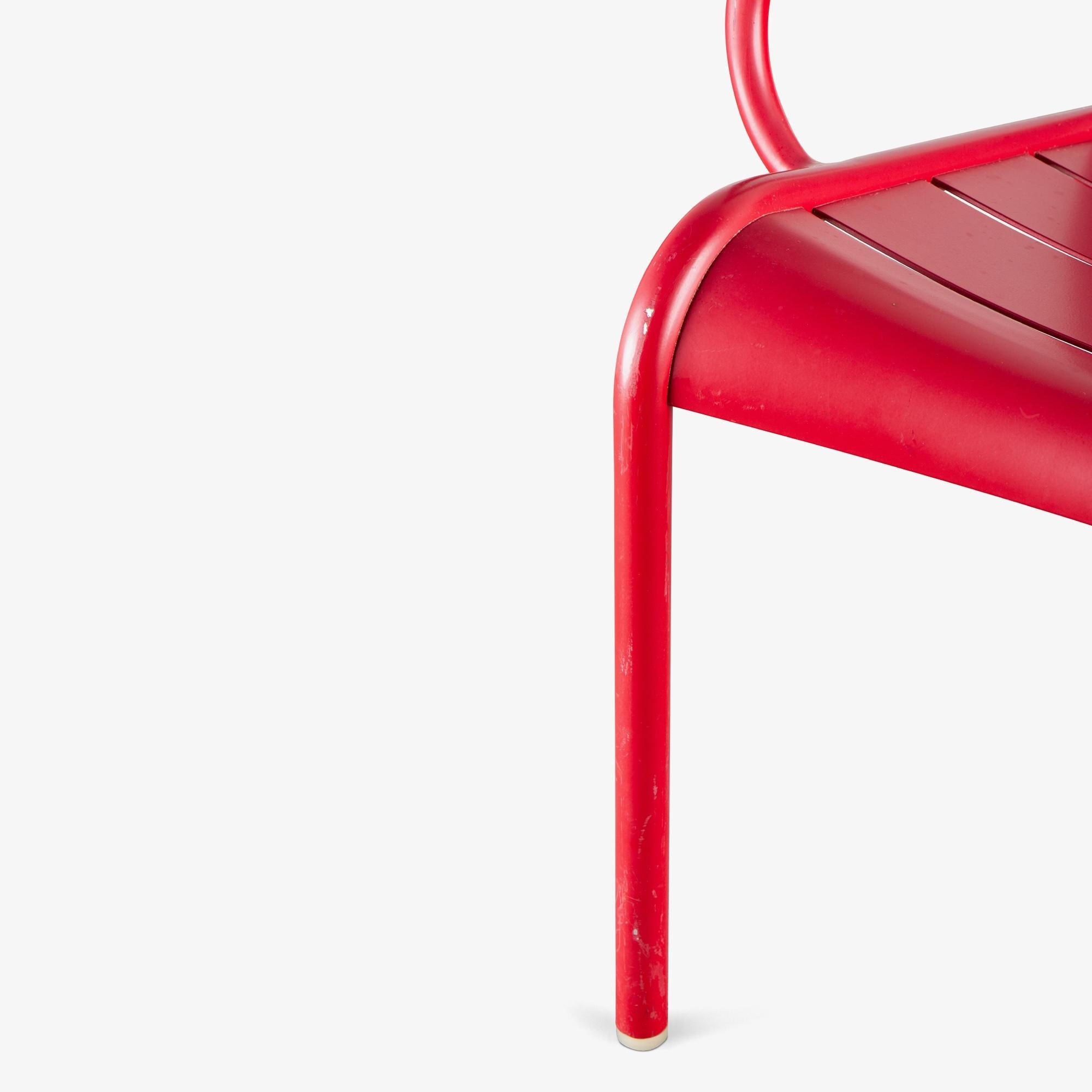 Luxembourg Outdoor Low Lounge Chairs by Fermob in Poppy Red - A Pair For Sale 4