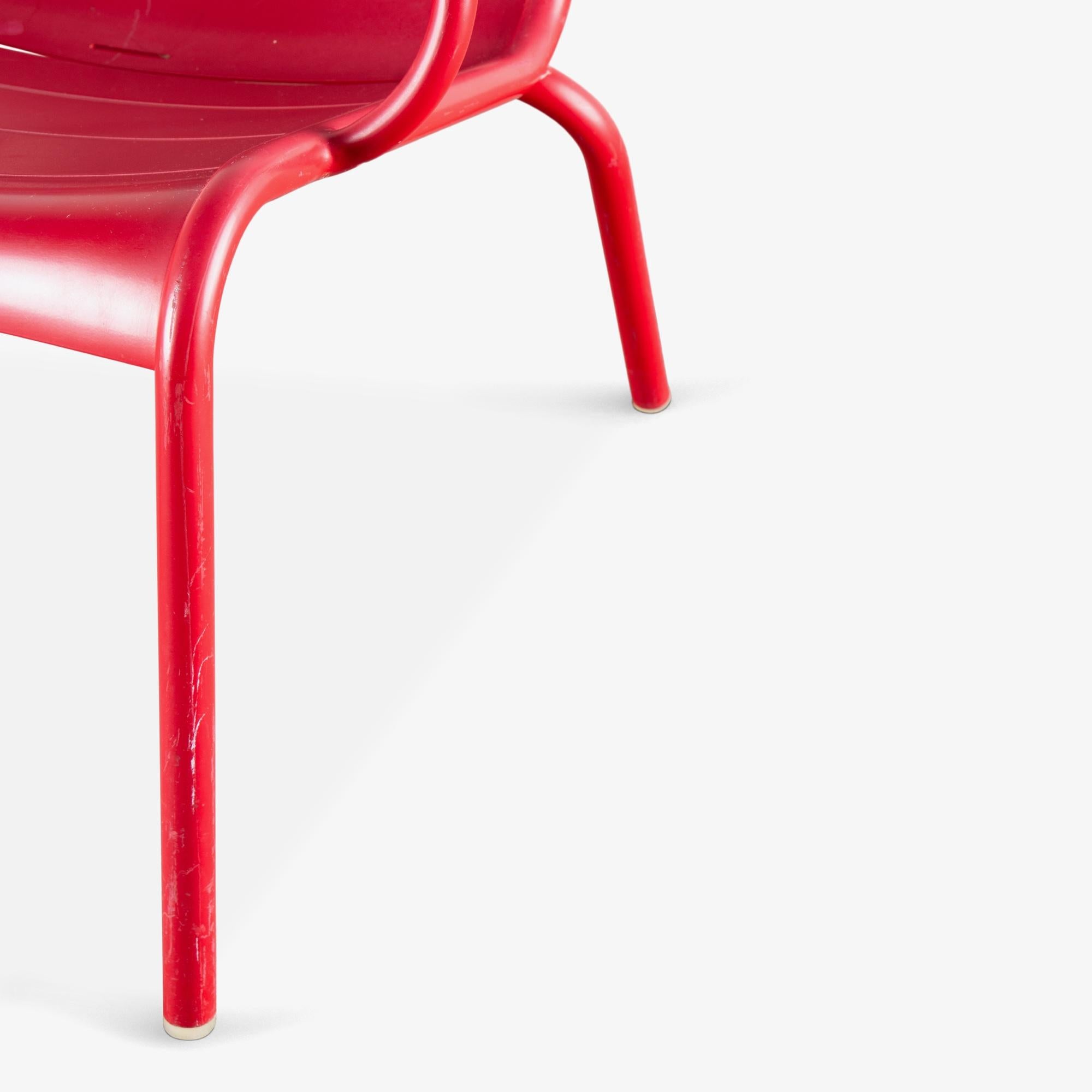 Luxembourg Outdoor Low Lounge Chairs by Fermob in Poppy Red - A Pair For Sale 5