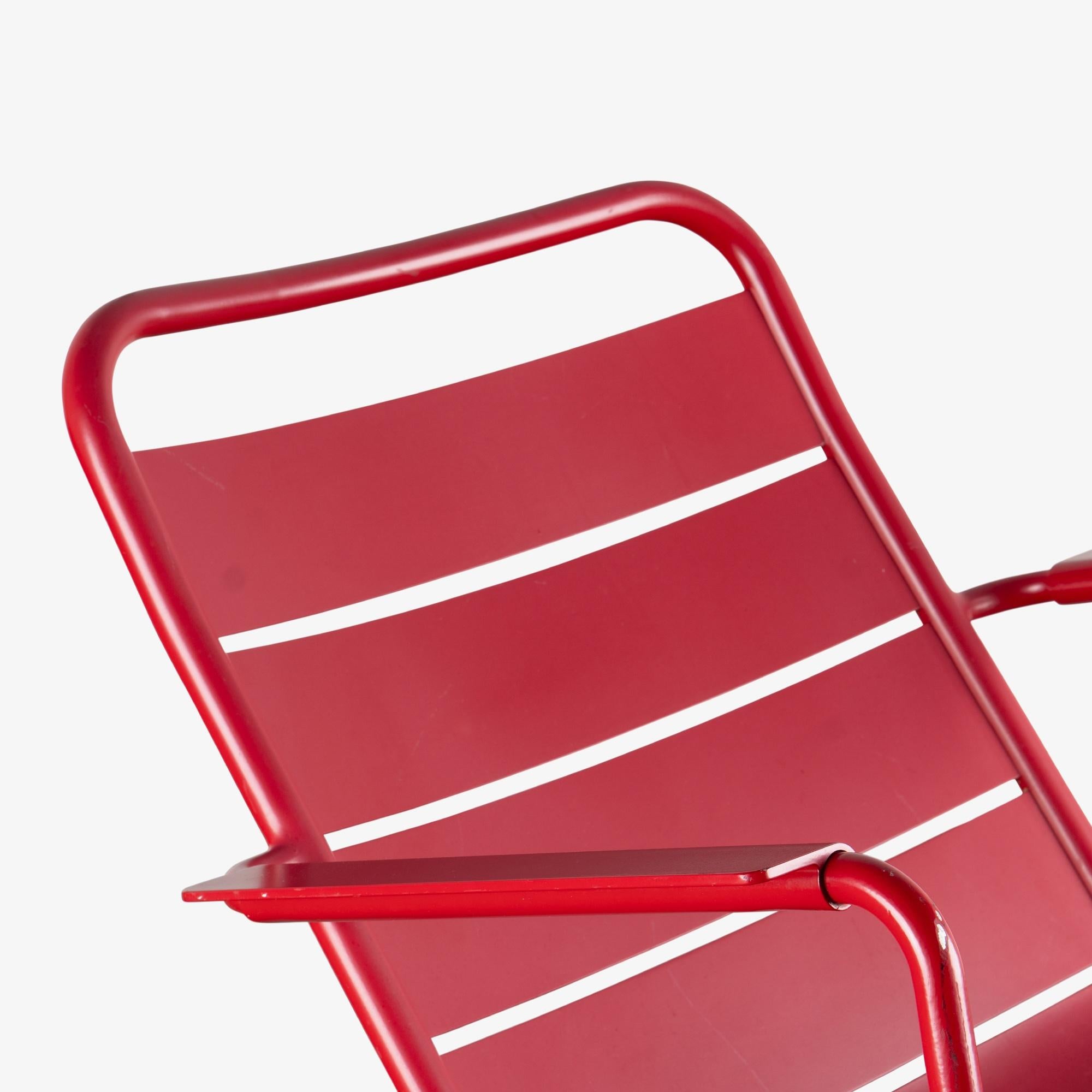Luxembourg Outdoor Low Lounge Chairs by Fermob in Poppy Red - A Pair For Sale 1