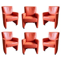 Luxform Italy Set of Six Reddish Leather Armchairs